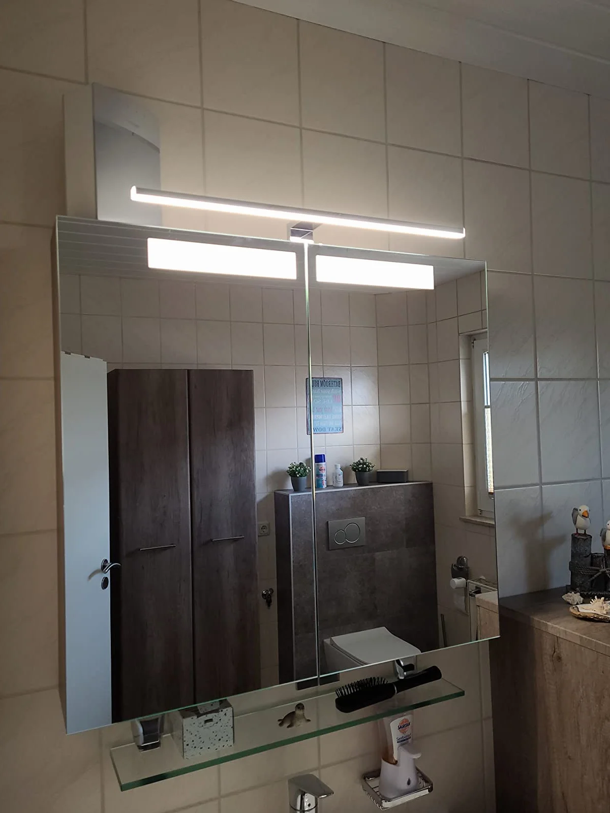 Oświetlenie lustra LED łazienka 10W 820LM 60cm neutralna biel 4000K Azhien, Slim 14mm szerokość montaż 3w1 IP44 230V kinkiet lampa lustrzana 600mm, bez migotania lampki lustrzane szafki łazienkowej