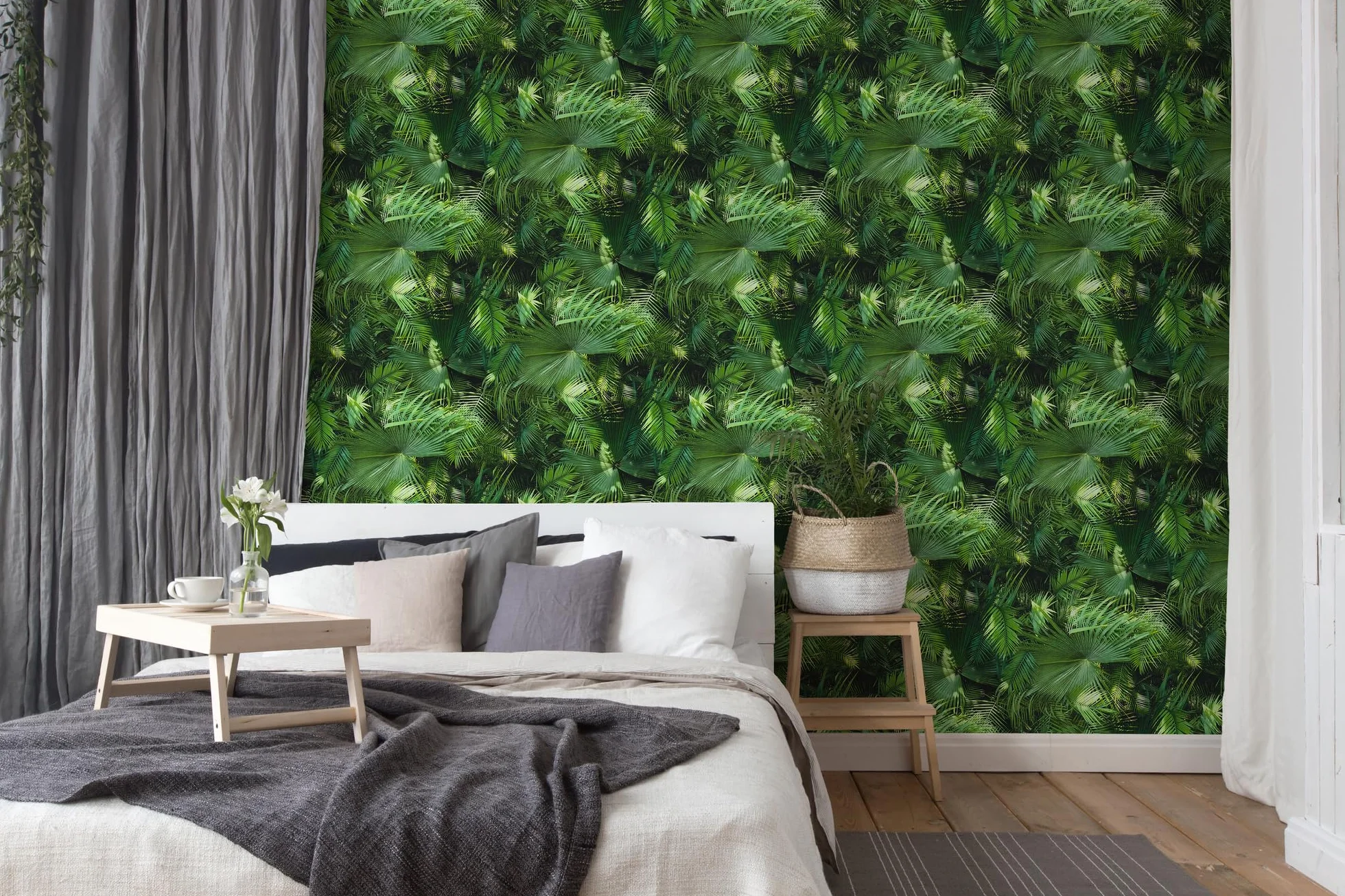Livingwalls Bude 2.0 tapeta z nadrukiem palm 10,05 m x 0,53 m zielono-czarna Made in Germany