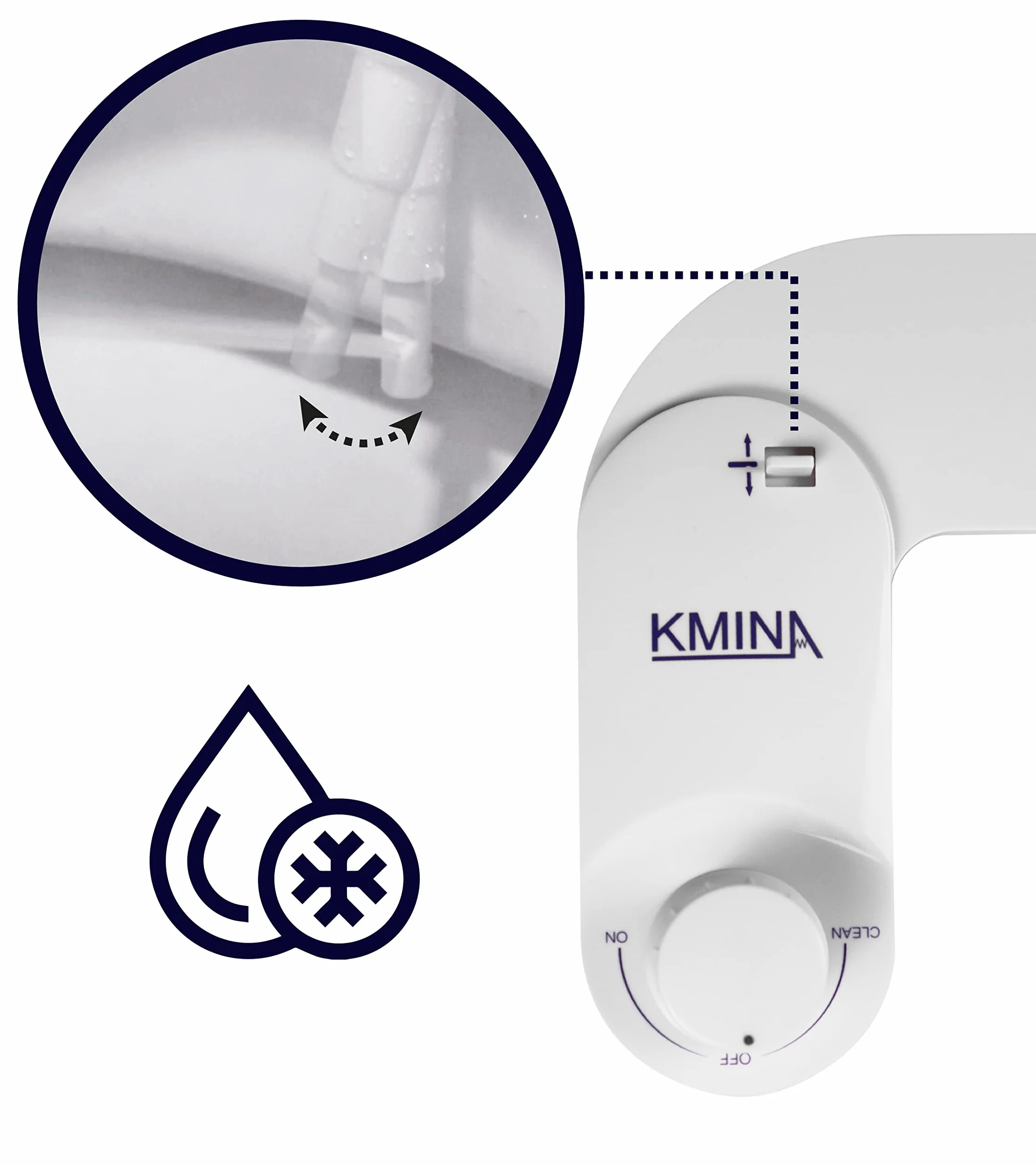 Bidet toaletowy z zimną wodą przenośny nieelektryczny regulowany ciśnienie biały długość węża 80 cm