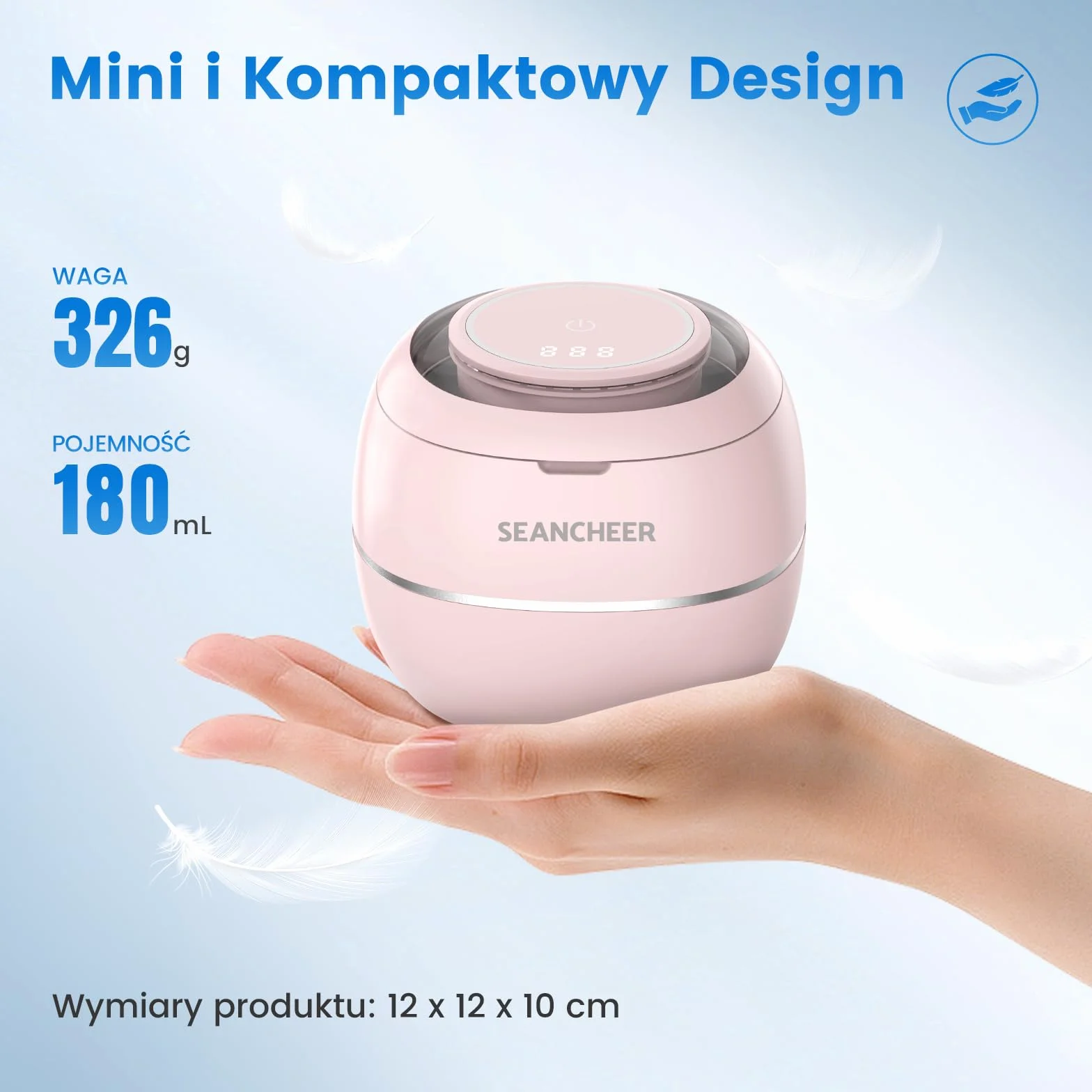 SEANCHEER Urządzenie Do Czyszczenia Ultradźwiękowego | 48000Hz | 24W | 180ML | Czyścik Ultradźwiękowy z lampą UV Do | Protez | Retainerów | Alignerów | Szyn Zębowych | Biżuterii | (Różowy)