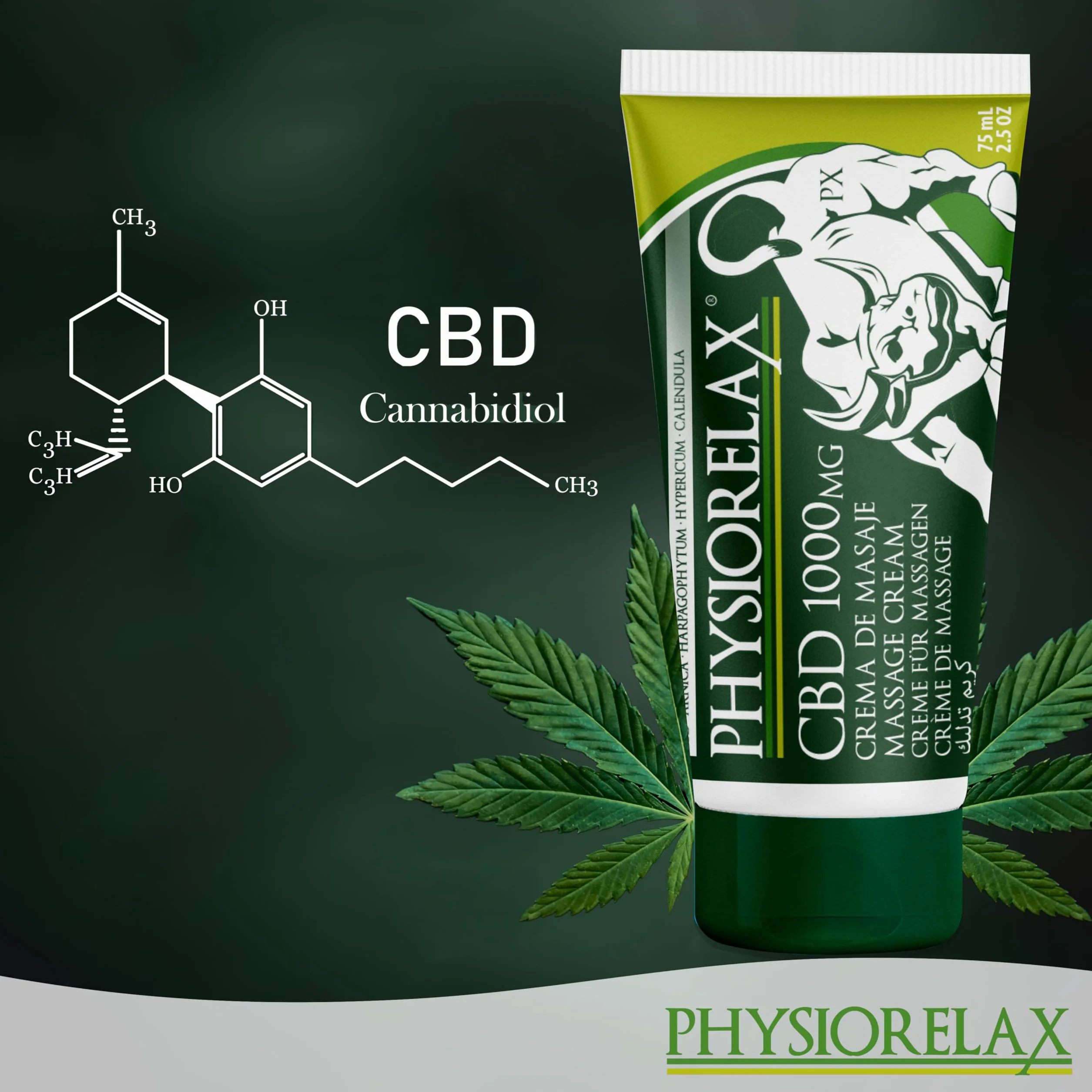 Physiorelax Masaje krem CBD 1000mg 75ml