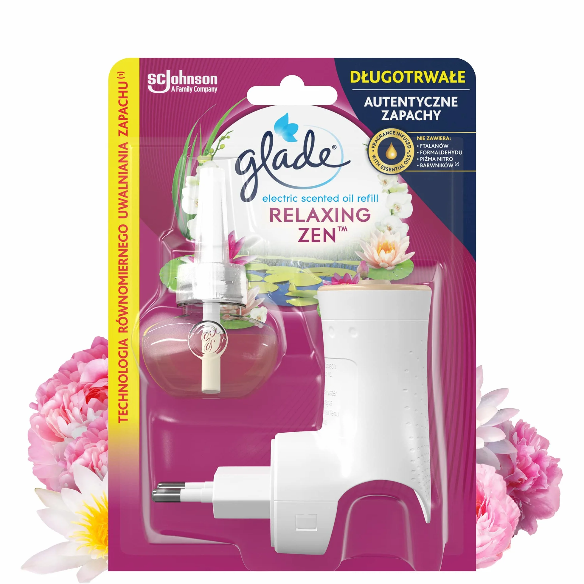 Glade Elektryczny Odświeżacz Powietrza, Glade Electric Scented Oil, o Zapachu Relaxing Zen, Urządzenie z Wkładem, Długotrwały Zapach, 20 ml