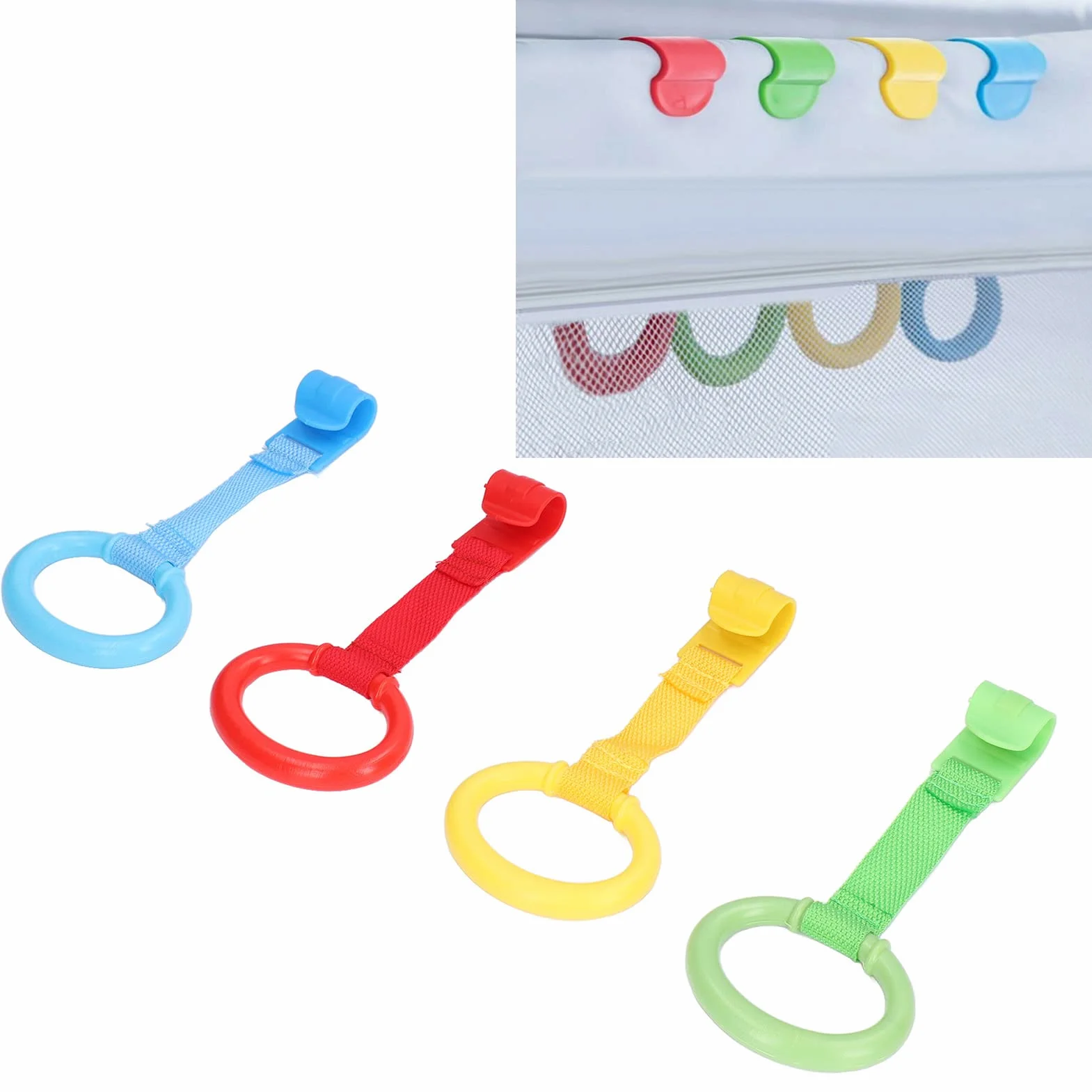 Plastikowe Kółka do ściągania łóżeczka dla Niemowląt Ćwiczenia do Chodzenia Asystent Stand Up Rings Lekkie Pierścienie do Chodzenia Ergonomiczna Konstrukcja Kojec z