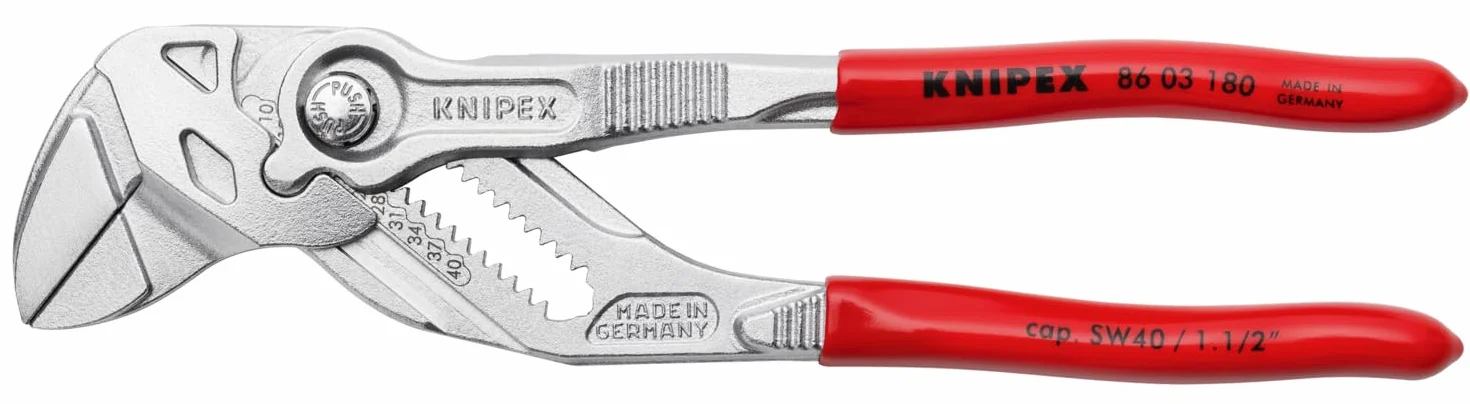 KNIPEX Szczypce-klucz szczypce i klucz w jednym narzędziu chromowany z tworzywa sztucznego, powlekane 180 mm, 86 03 180