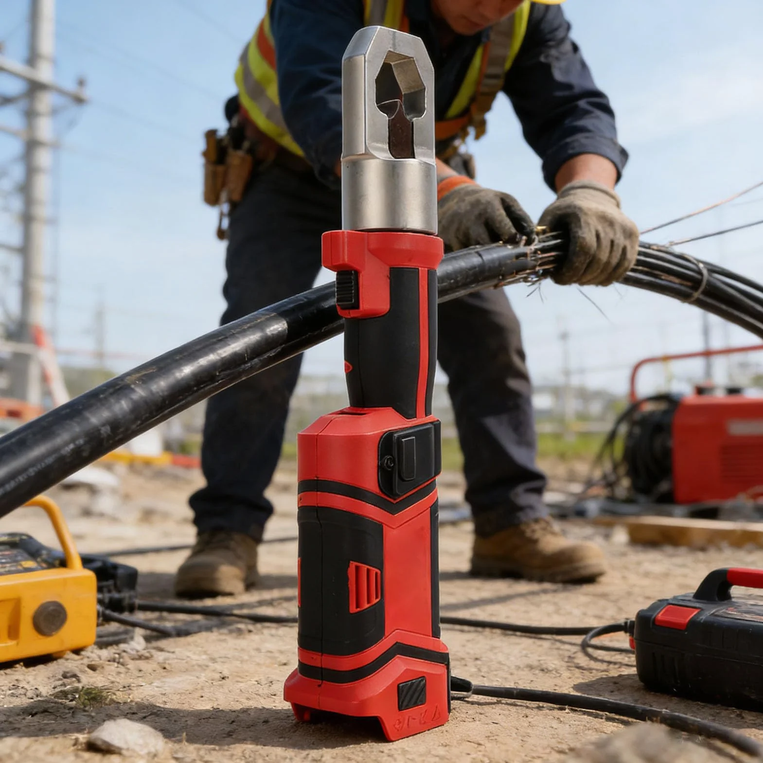 TOPINCN Przecinak do Prętów Hydraulicznych 30 Mm, Wytrzymałe Narzędzie do Cięcia Drutu 60KN, Elektryczna Grzechotka Liny Stalowej, Splotka Stalowa, łańcuch żelazny