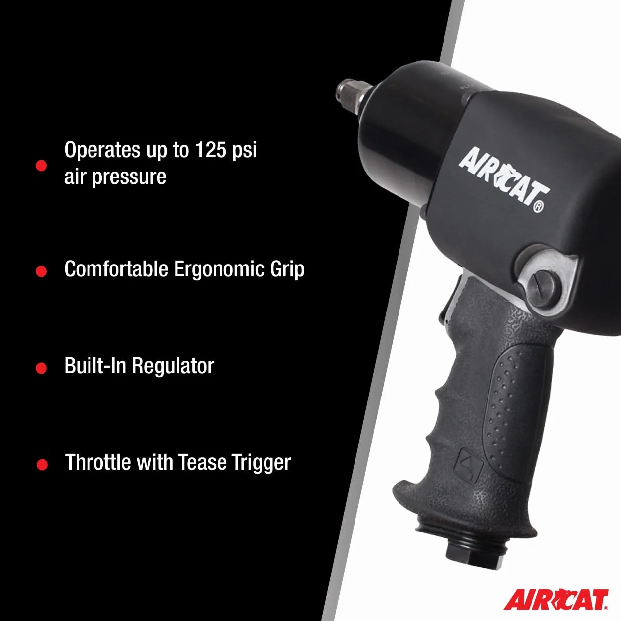 AIRCAT 1460-XL klucz udarowy z twardym uderzeniem, 1/5.1 cm, czarny