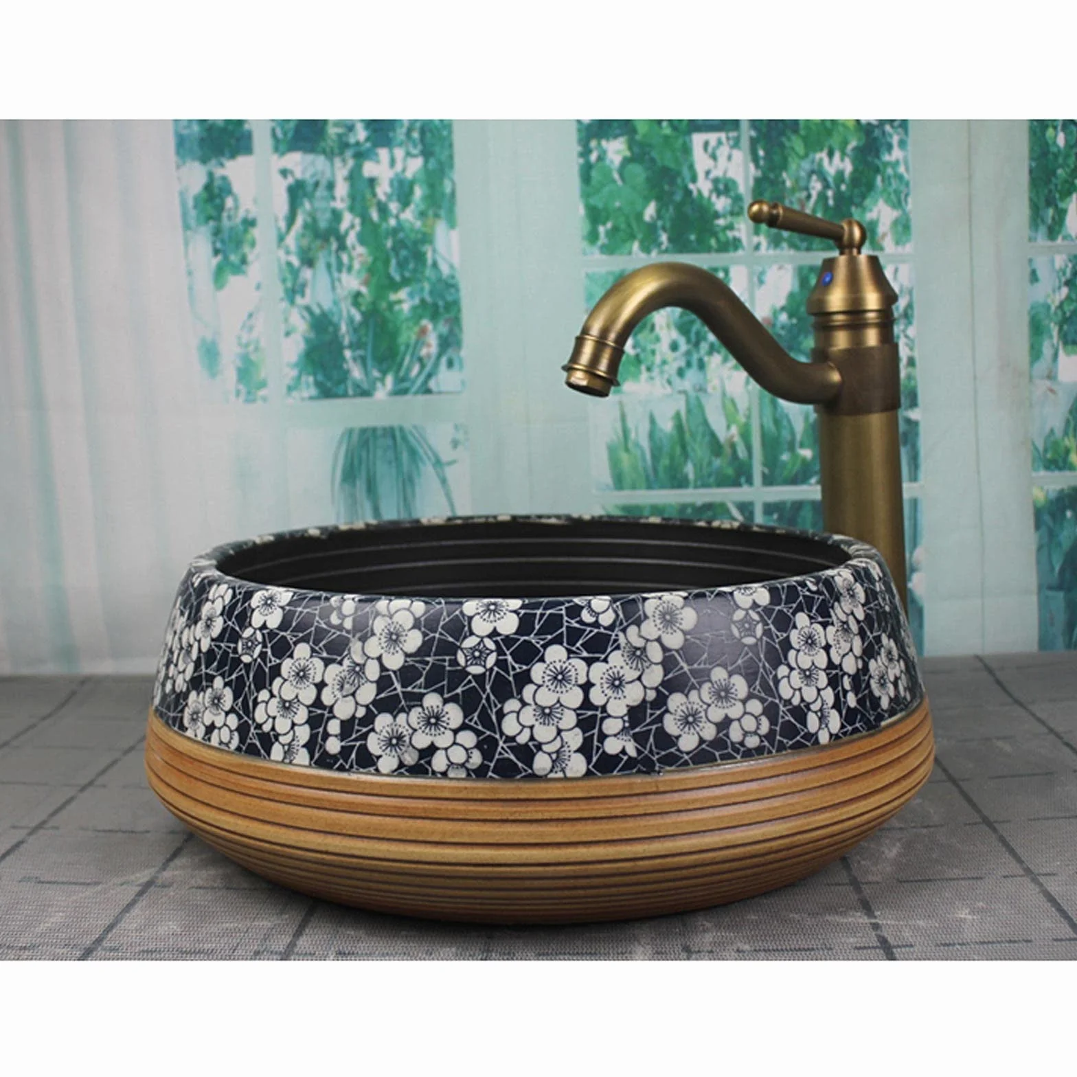 Umywalka Łazienkowa Okrągła Umywalka Nablatowa Porcelanowa Ceramiczna Umywalka Nablatowa Umywalka Artystyczna Umywalka Łazienkowa