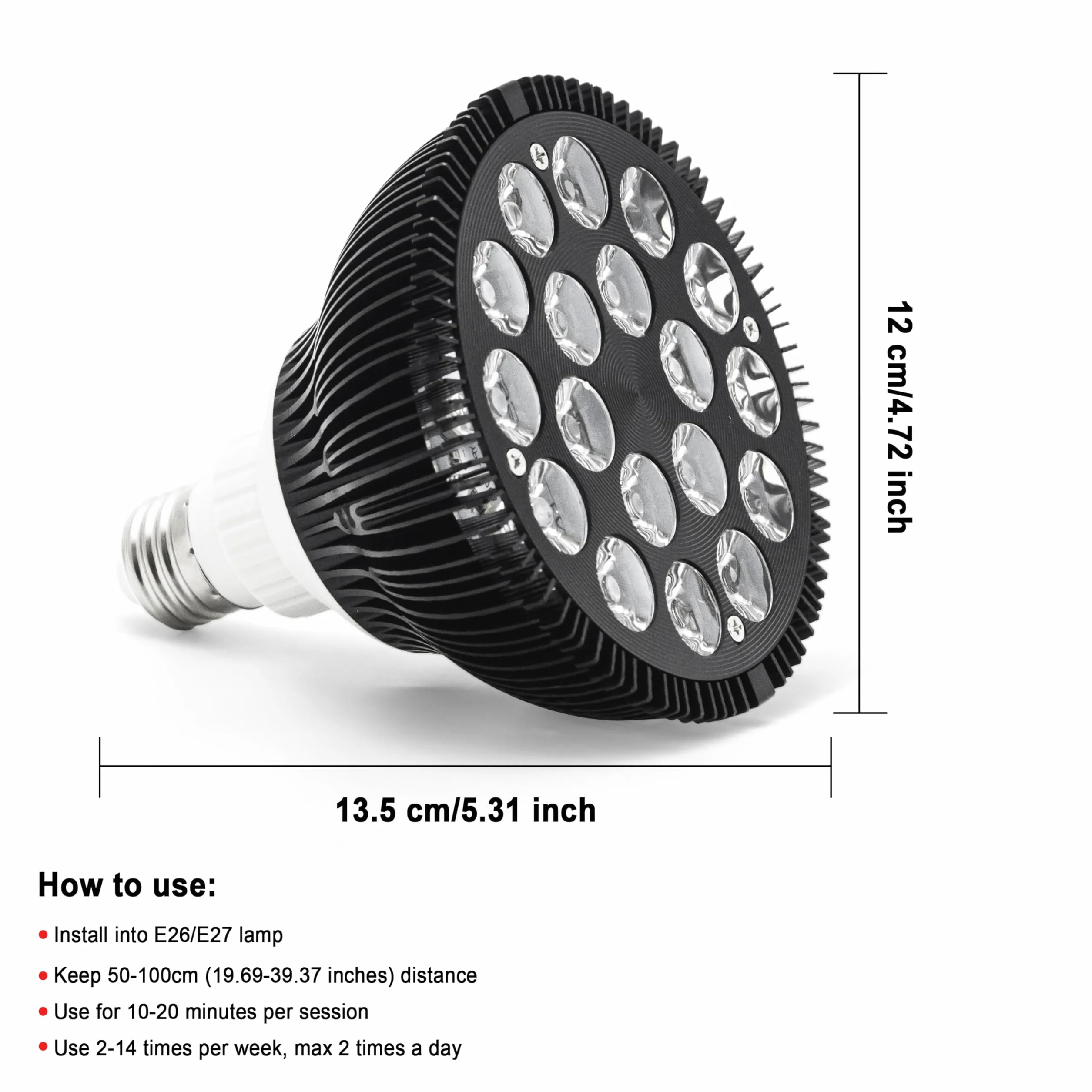 Elitzia 54W Terapia podczerwień Lampa na Bliskie światło podczerwieni 850nm Lampa ciepła na Bliskie światło podczerwieni dla poprawy krążenia krwi Zwalnia ból pleców ramion Terapia domowa ETPAR18F