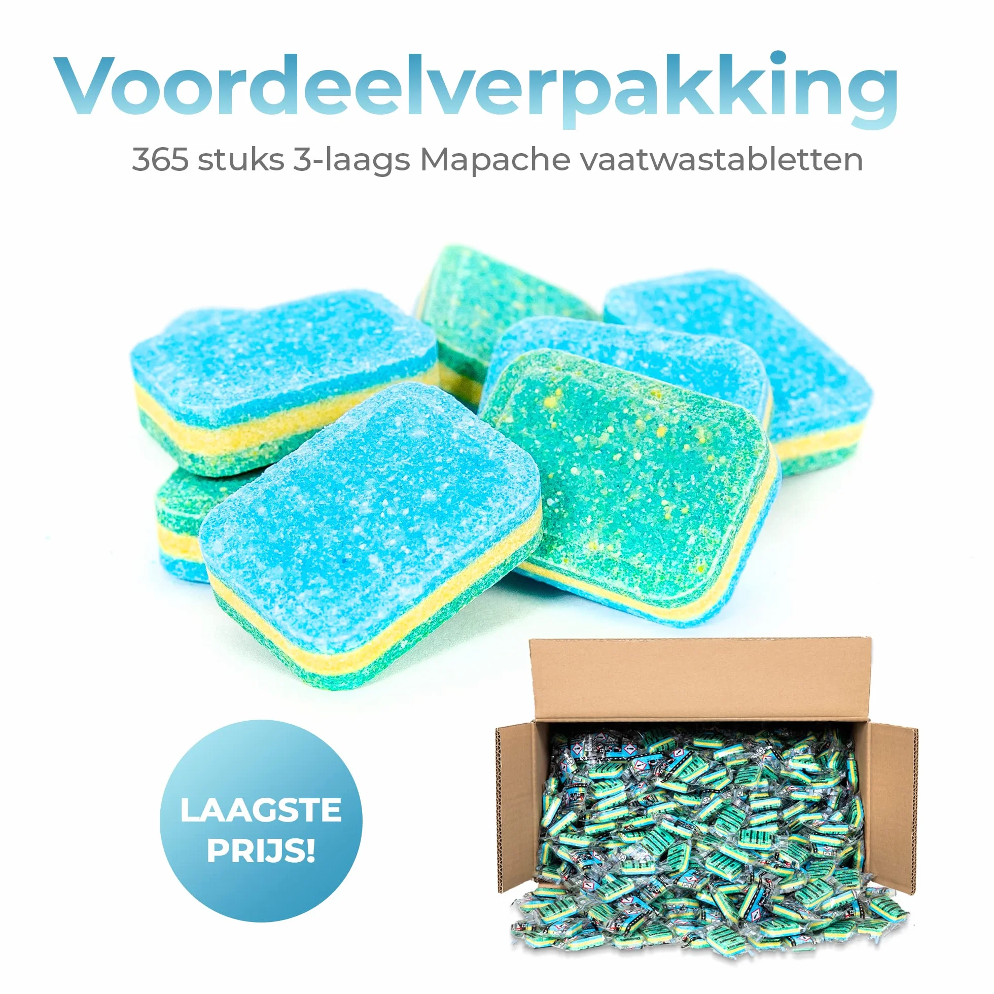 Mapache Tabletki do zmywarki, 365 sztuk, 3-warstwowe, opakowanie ekonomiczne