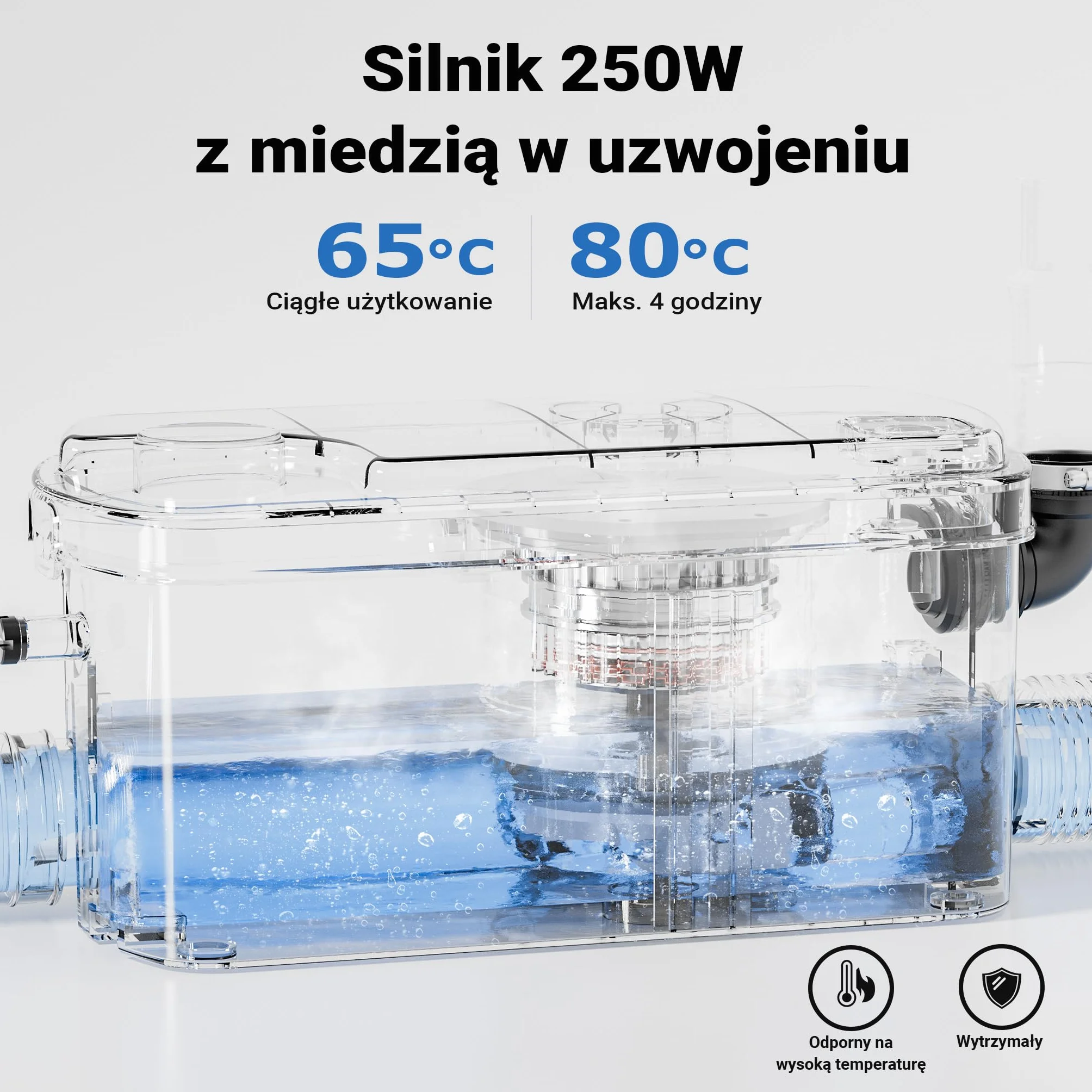 XPOtool Pomporozdrabniacz 3/1 z silnikiem 250 W, 100 l/min, wysokość do 8,5 m odległość do 85 m, przyłącze boczne pompa wc z rozdrabniaczem