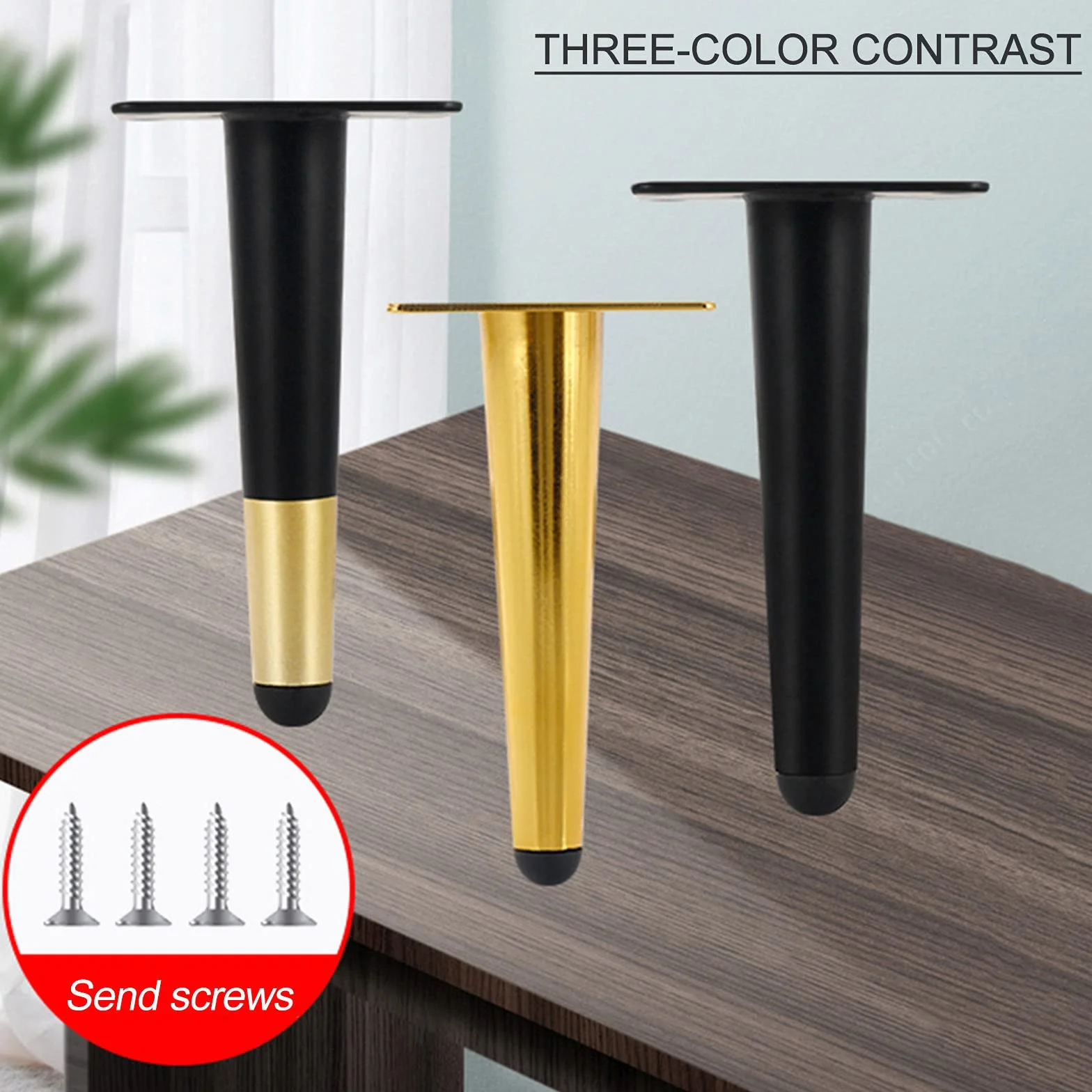 Nogi zamienne Niture, metalowe nogi stołowe DIY, stożkowe nóżki Niture z antypoślizgowymi gumowymi podkładkami, do szafki RTV, sofy, szafki łazienkowej, stolika kawowego, łóżka, biurka/30 cm