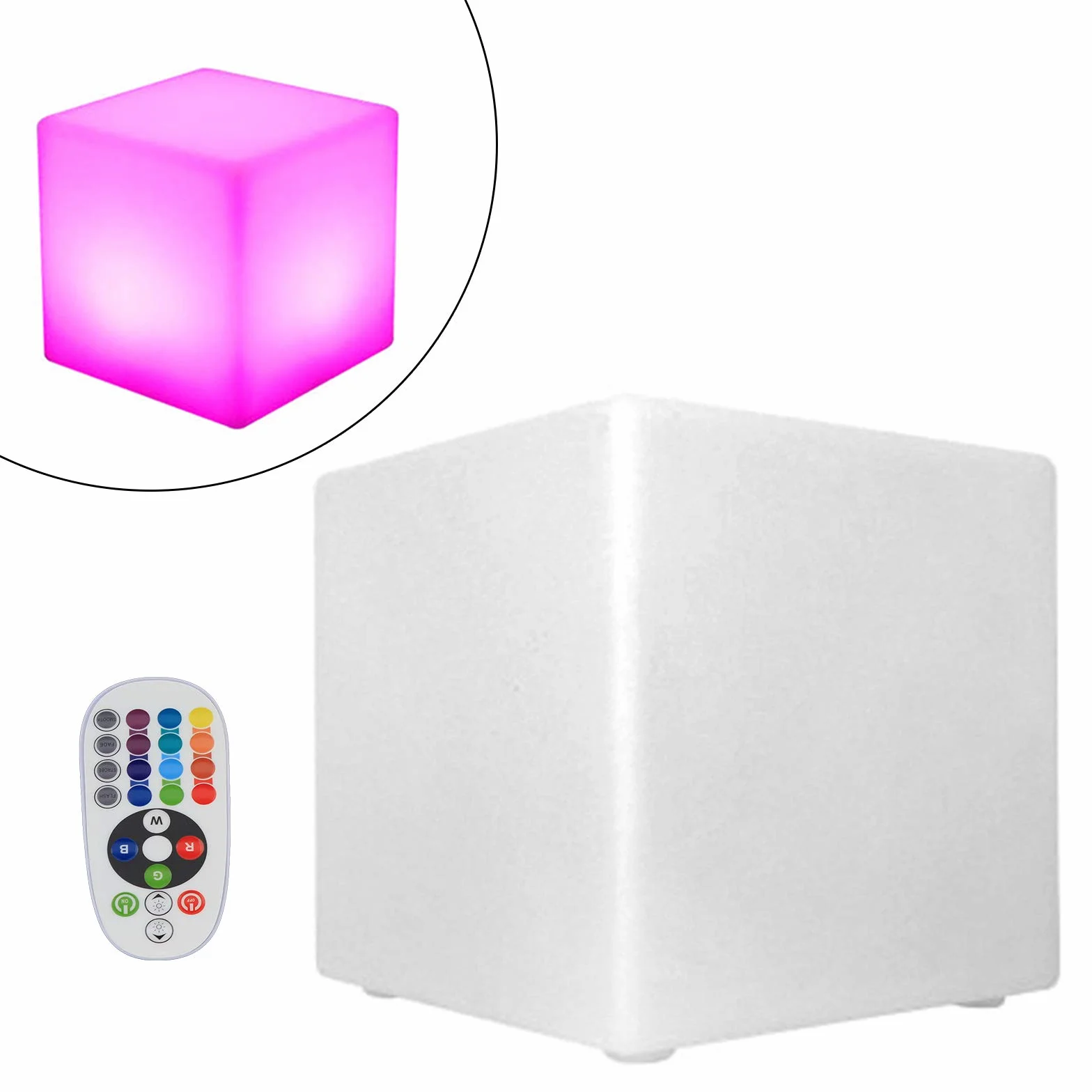 Kostka LED do użytku na zewnątrz z pilotem zdalnego sterowania – stołek RGB, zmiana kolorów, 16 kolorów, kostka do siedzenia i designerskie oświetlenie Cube, świecąca kostka jako siedzisko i