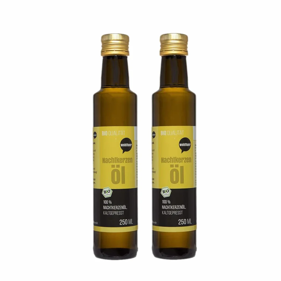 Wohltuer Bio olejek z wiesiołka 2 x 250 ml – natywnie tłoczony i w 100% czysty – czysty naturalny (łącznie 500 ml)