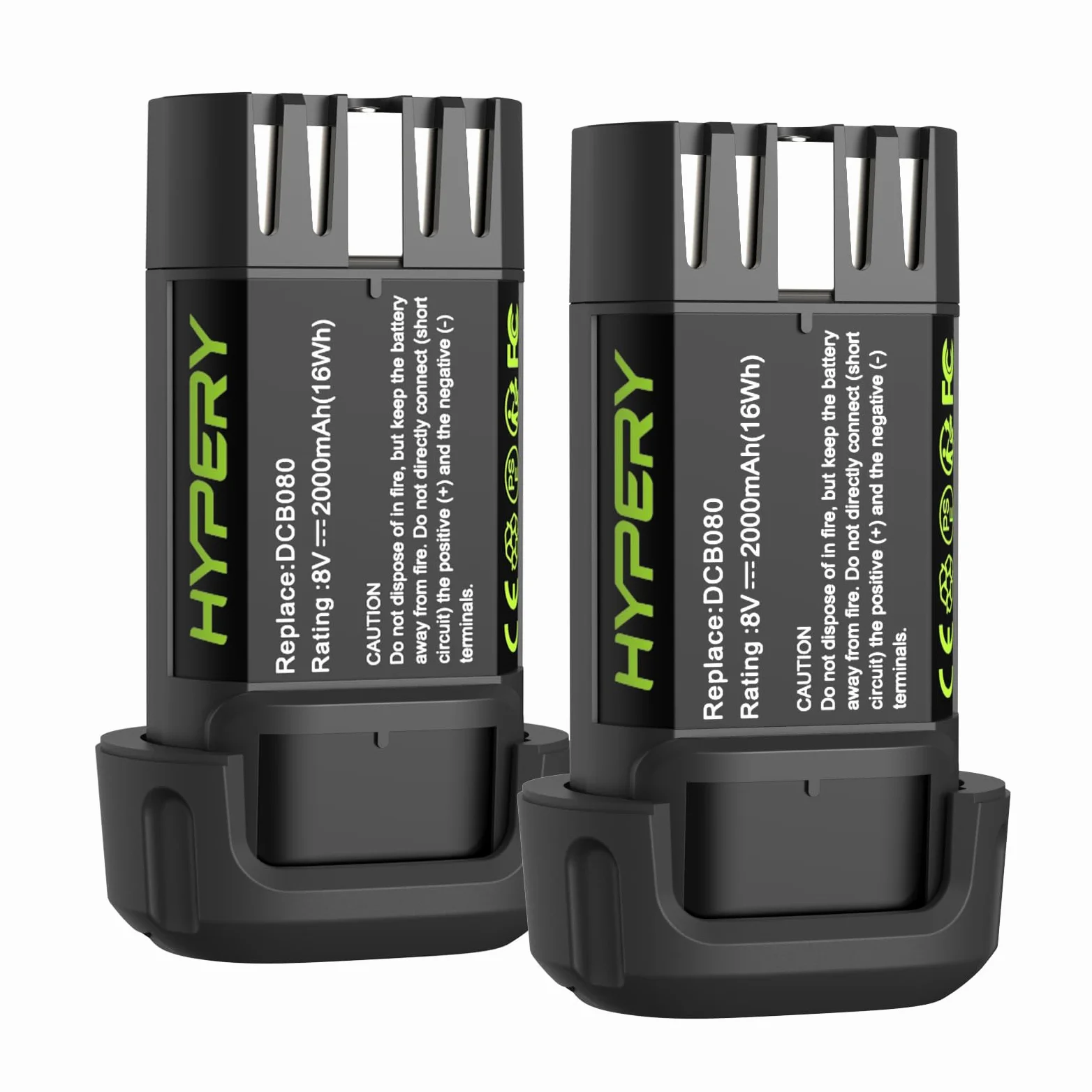 2-pak 8 V 2000 mAh akumulator litowo-jonowy o wyższym bezpieczeństwie i dłuższym czasie pracy – kompatybilny z elektronarzędziami akumulatorowymi Dewalt DCB080, DW4390, DCF680N1, DCF680N2 DCF680G2