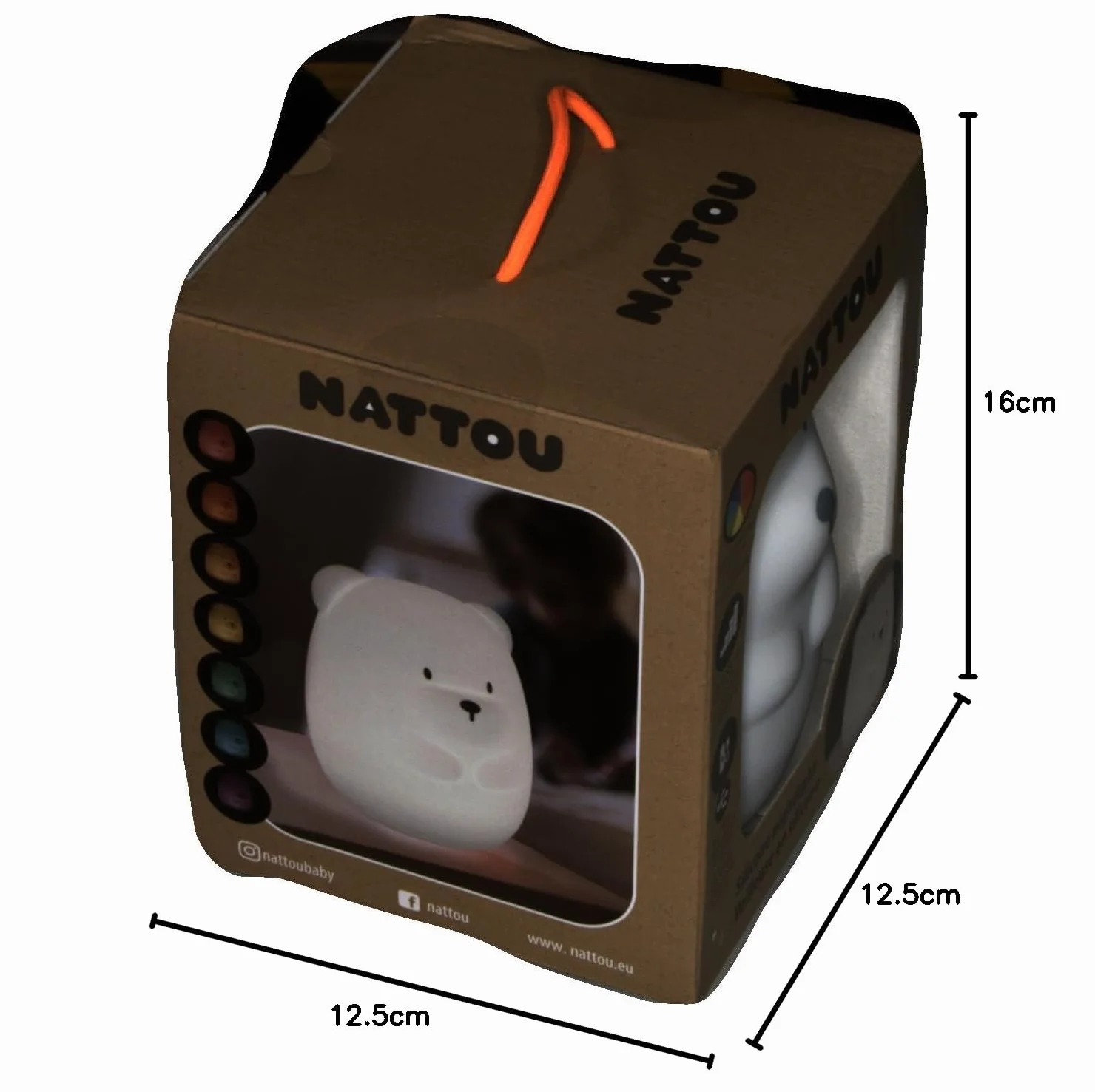 Nattou Lampka nocna LED z silikonu, 7 kolorów, nie zawiera BPA, 16 cm, sprawdzona przez PETA, wegańska, silikonowa, biała