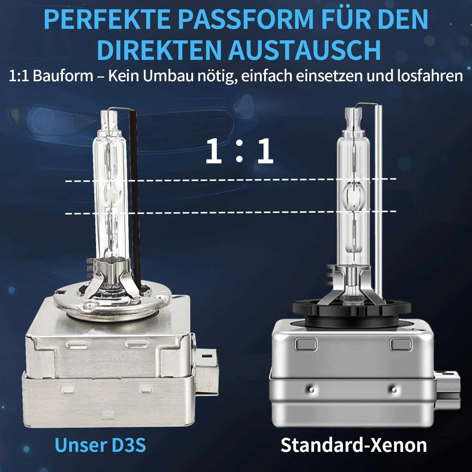D3S Xenon Brenner 6000K Weiß - KI-Chip D3S Scheinwerferlampe mit Zulassung - Bixenon Auto lampe 12V 40W Xenon scheinwerfer