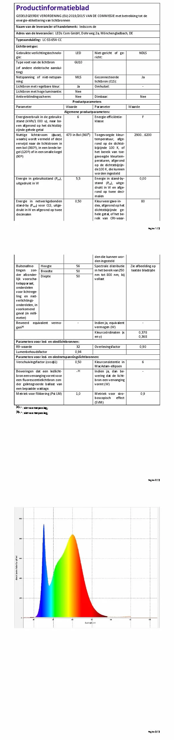 ledscom.de 2 spoty ścienne WAIKA, jednopłomienne, z przełącznikiem, GU10, biały mat, w zestawie z lampą LED Smart Home RGBW GU10, 5.41W, 473lm