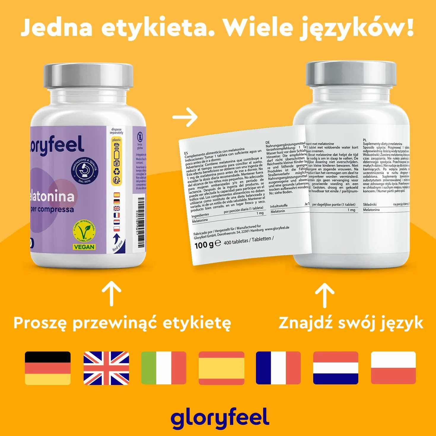 Suplement czystej melatoniny, 400 tabletek (ok. 12 miesięcy), wspomaganie snu*, lepsza regeneracja, wysoka dawka wspomagająca sen, 100% wegańskie, bez dodatków i sztucznych aromatów