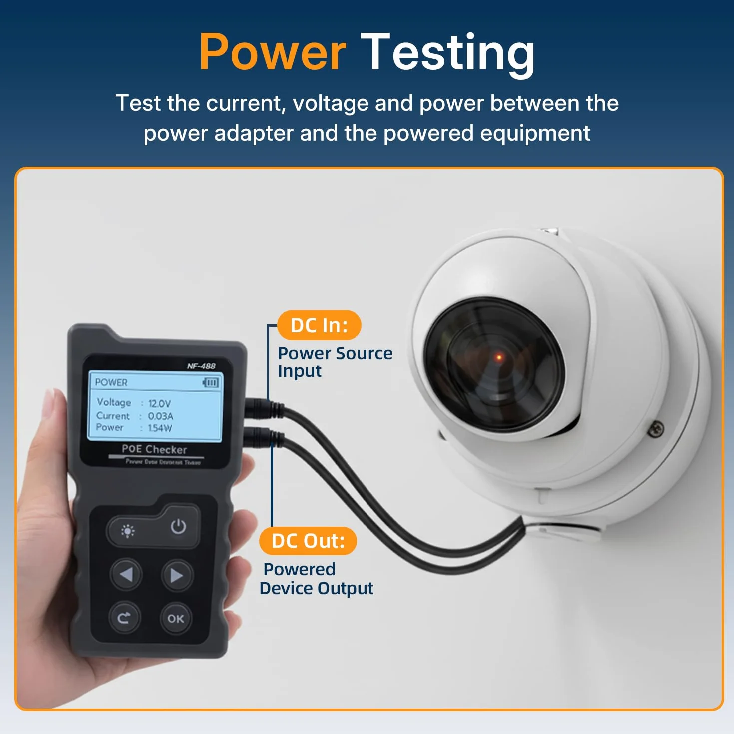 Mcbazel Tester sieciowy RJ45 z wyświetlaczem LCD, tester kabli sieciowych z funkcją POE