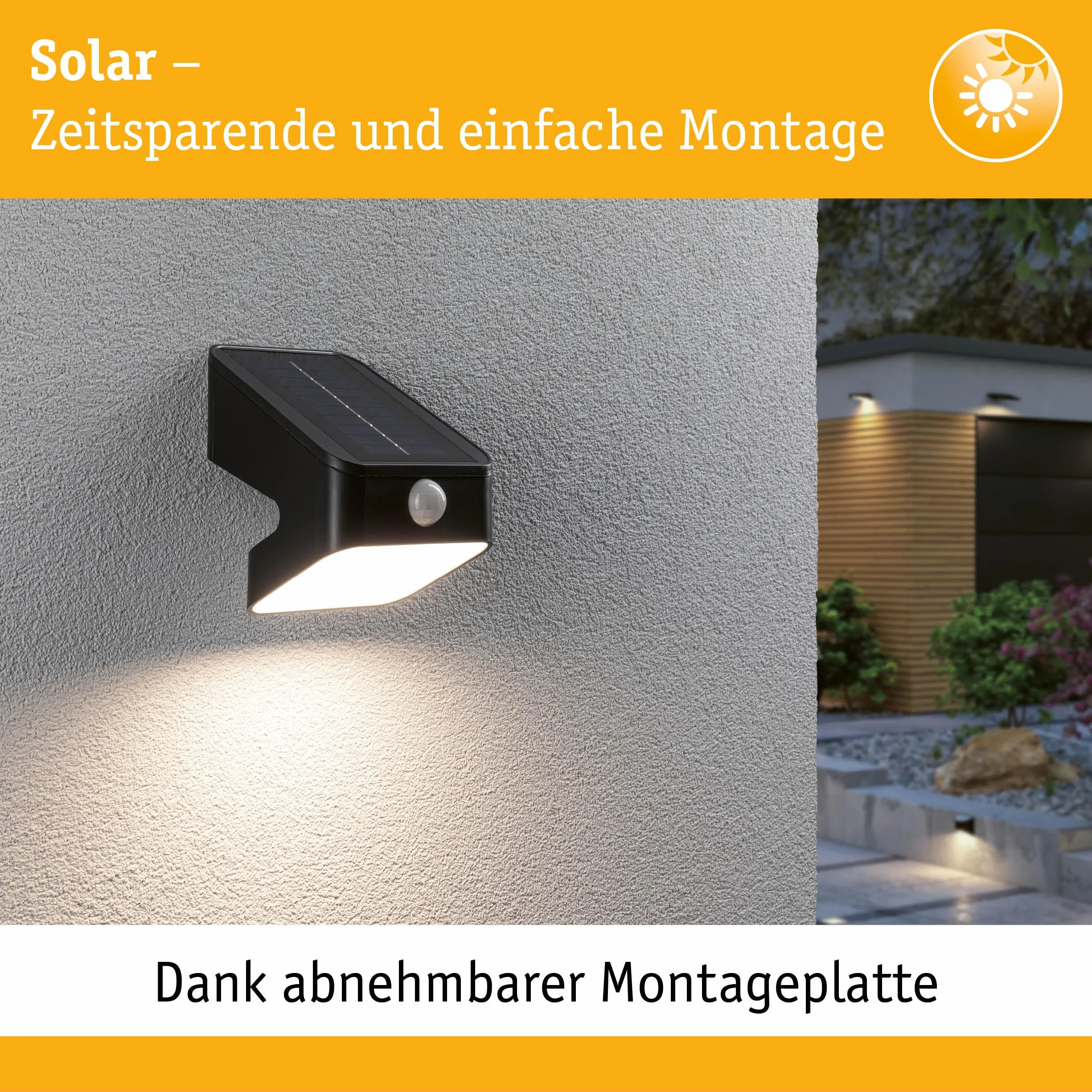 Paulmann 94608 Solarna myjka ścienna LED LeslyTwilight Controlled Motion Detector (IR) IP65Square 113x126mm3000K 5,5W 400lmantracyt plastik