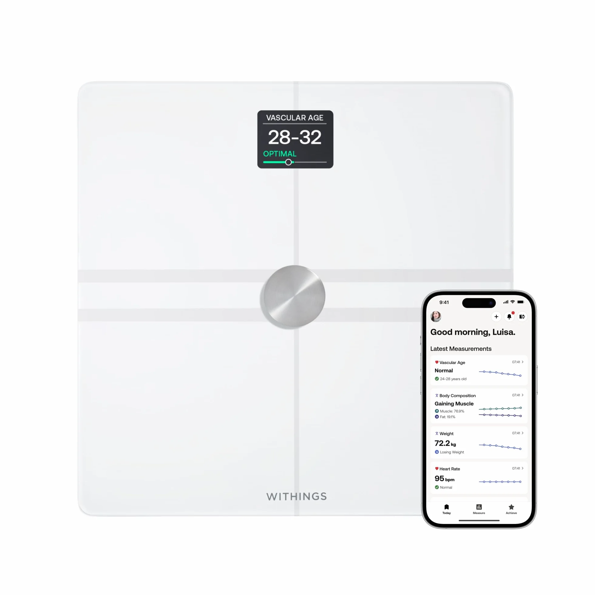 Withings Body Comp waga Wi-Fi Bluetooth analiza składu ciała biała