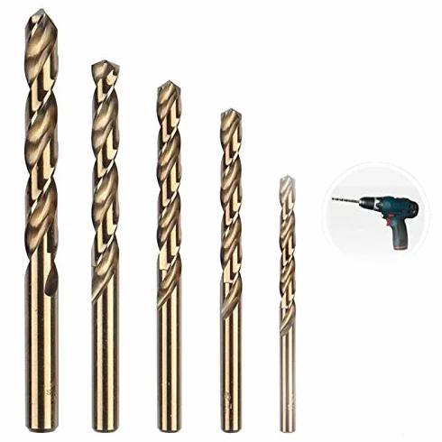 Wiertła 5 szt. Wiertło o wysokiej wytrzymałości HSS M35 kobaltowe wiertło spiralne do metalu stal 1mm 2mm 3mm 4mm 5mm