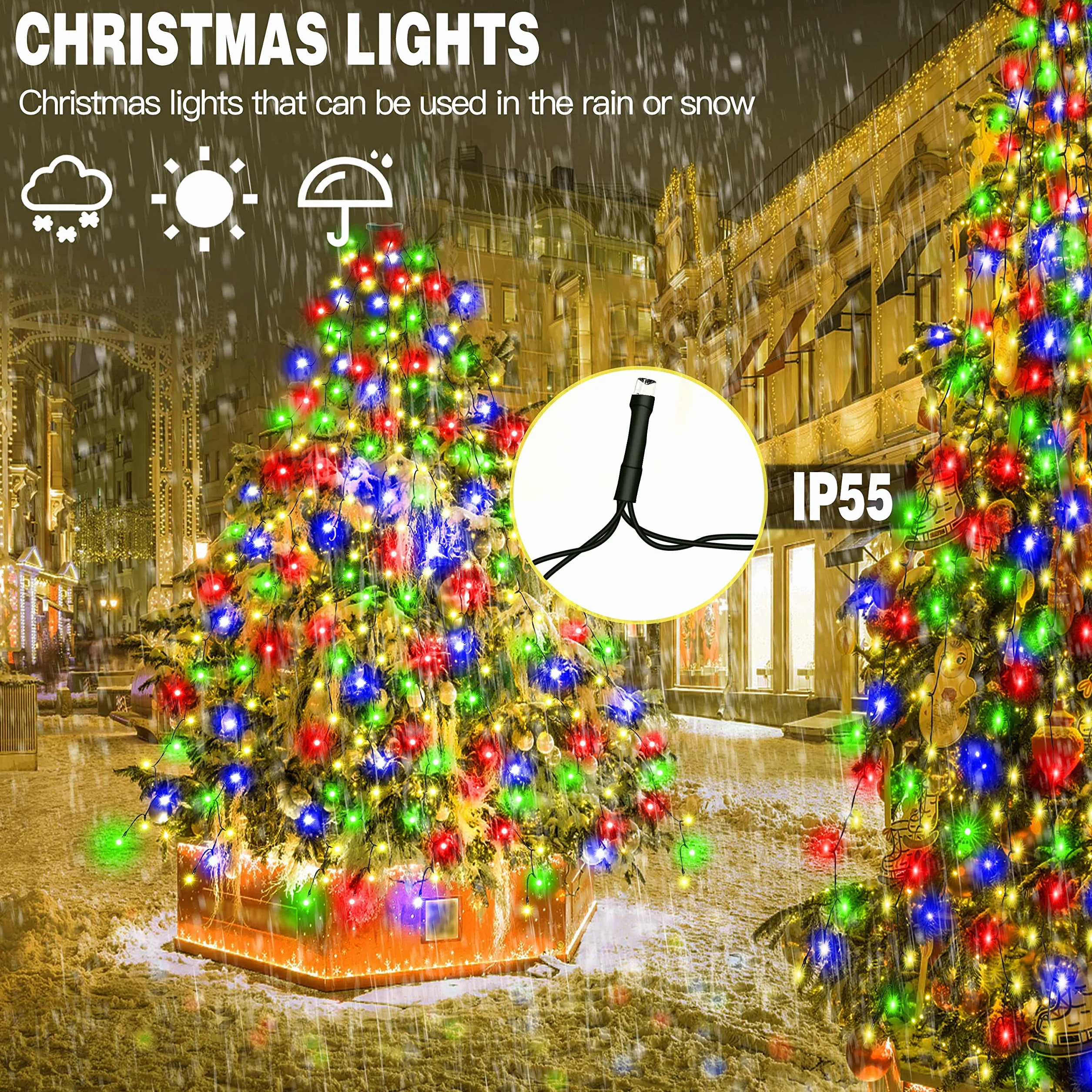 Kedoxi Lampki Choinkowe LED 400 diod z Timerem 8 Trybów Kurtyna Świąteczna 6,6FT