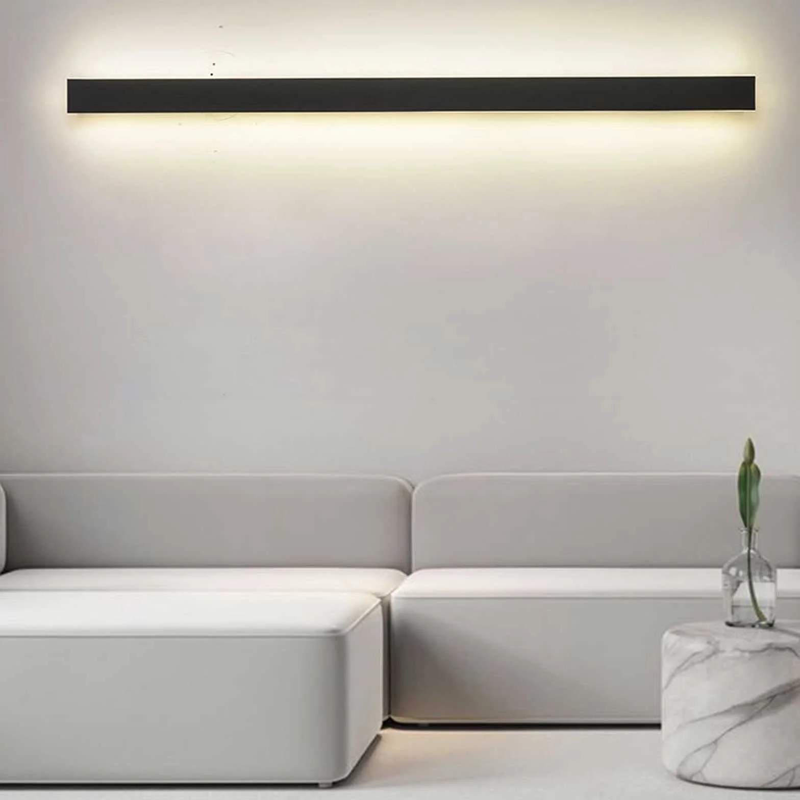 Nowoczesna lampa ścienna LED do użytku na zewnątrz, długa taśma świetlna, do ogrodu i werandy, wszechstronne oświetlenie nocne do sypialni, możliwość regulacji barwy światła białego/ciepłego