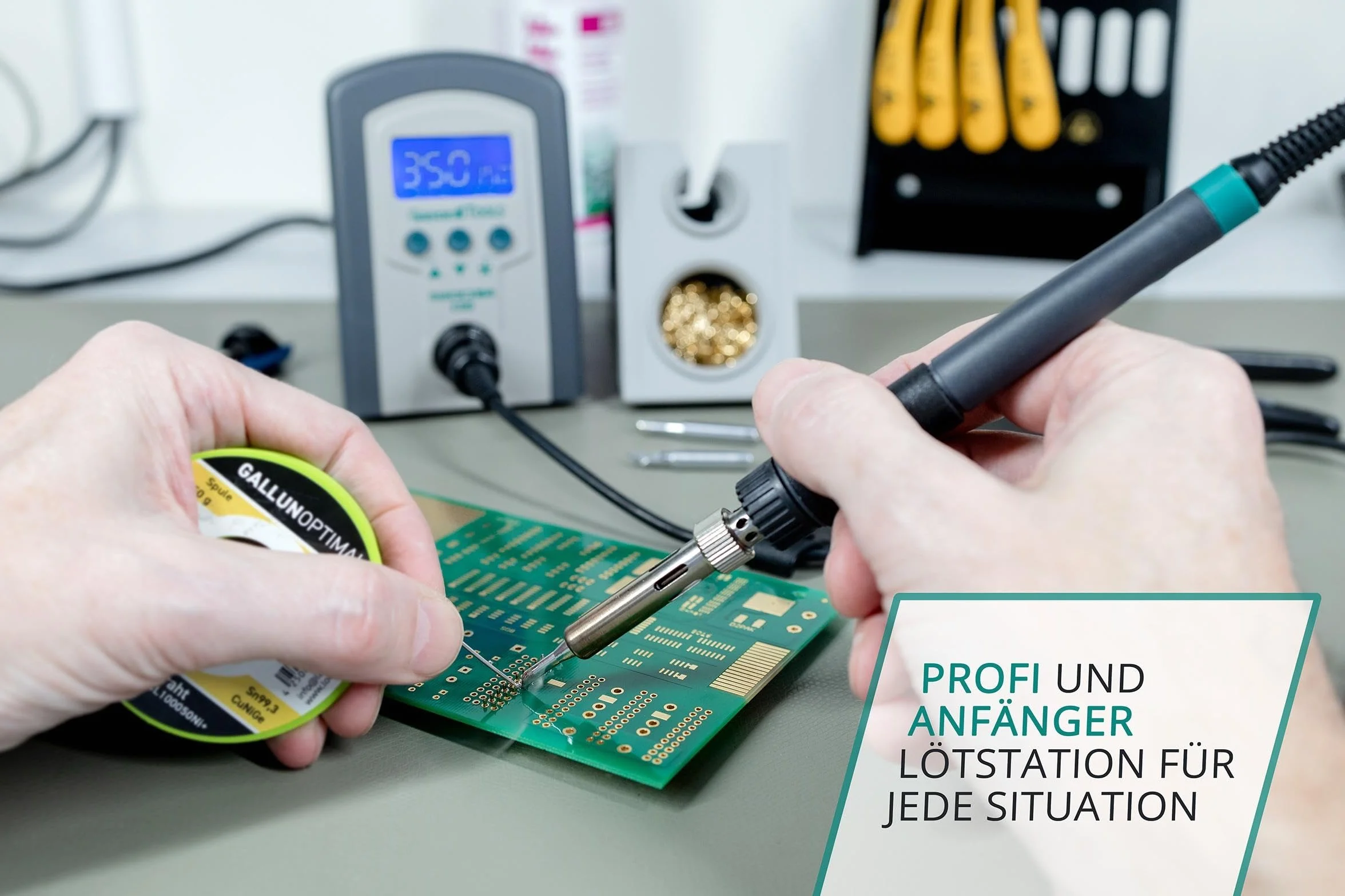QUICK 3104 cyfrowa stacja lutownicza ESD 80 W z lutownicą z końcówką lutowniczą 2 mm i akcesoriami – kalibracja 100° – 450°C – ochrona ESD