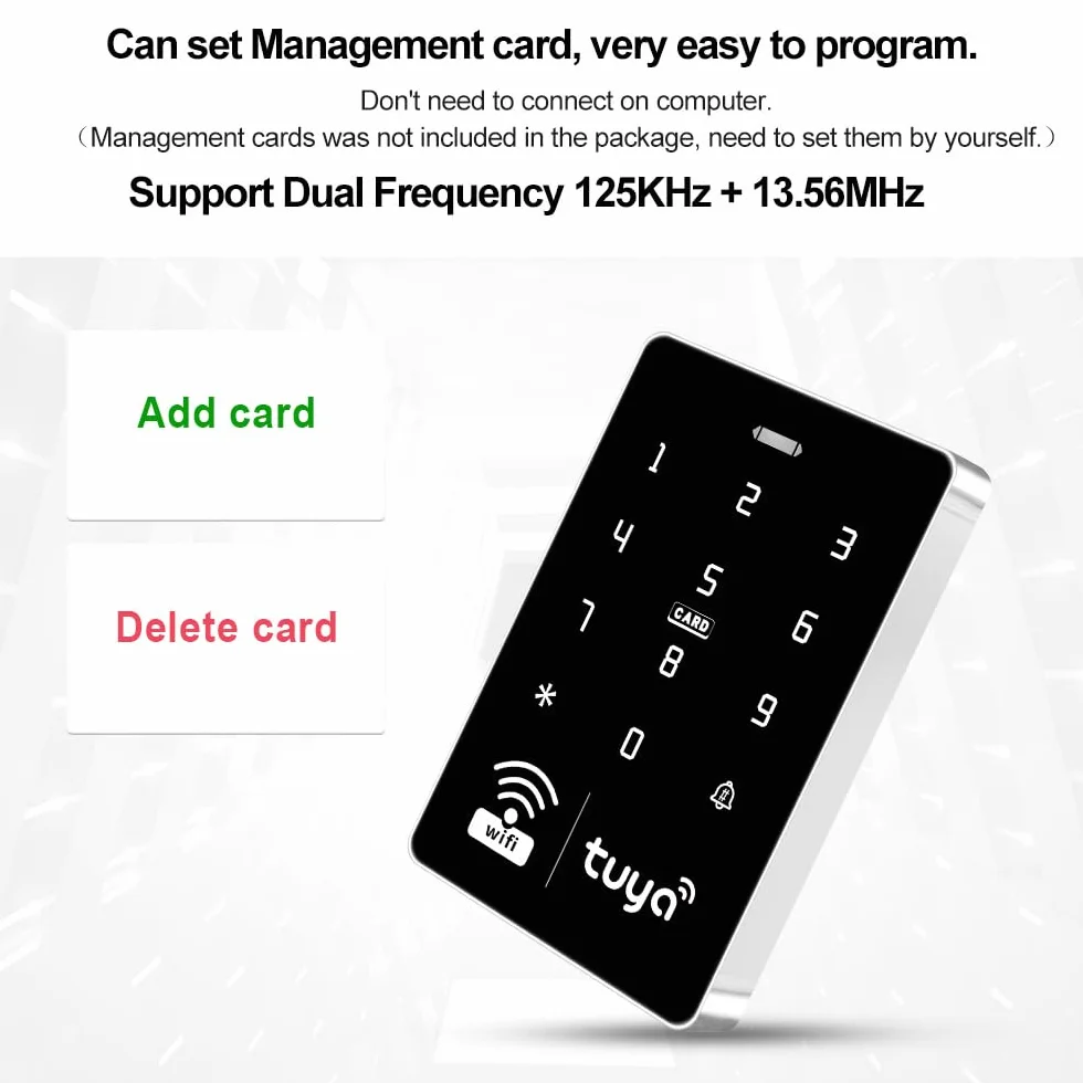 WiFi Tuya klawiatura kontroli dostępu RFID IP68 wodoodporna podwójna częstotliwość 125 kHz / 13,56 MHz dotykowy kontroler dostępu do hasła, inteligentna aplikacja do odblokowywania systemu