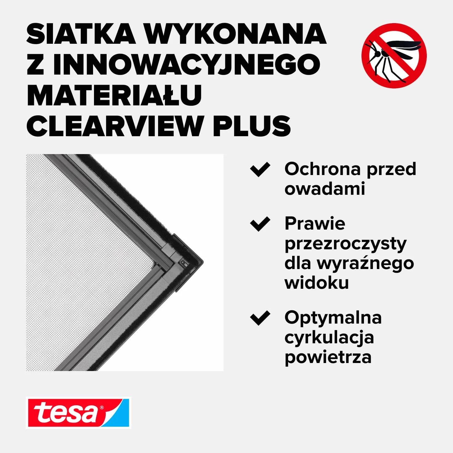 tesa INSECT STOP Aluminium for Window Frame Fly Screen - siatka z ramą aluminiową, bez wiercenia, antracyt - 120 x 150 cm