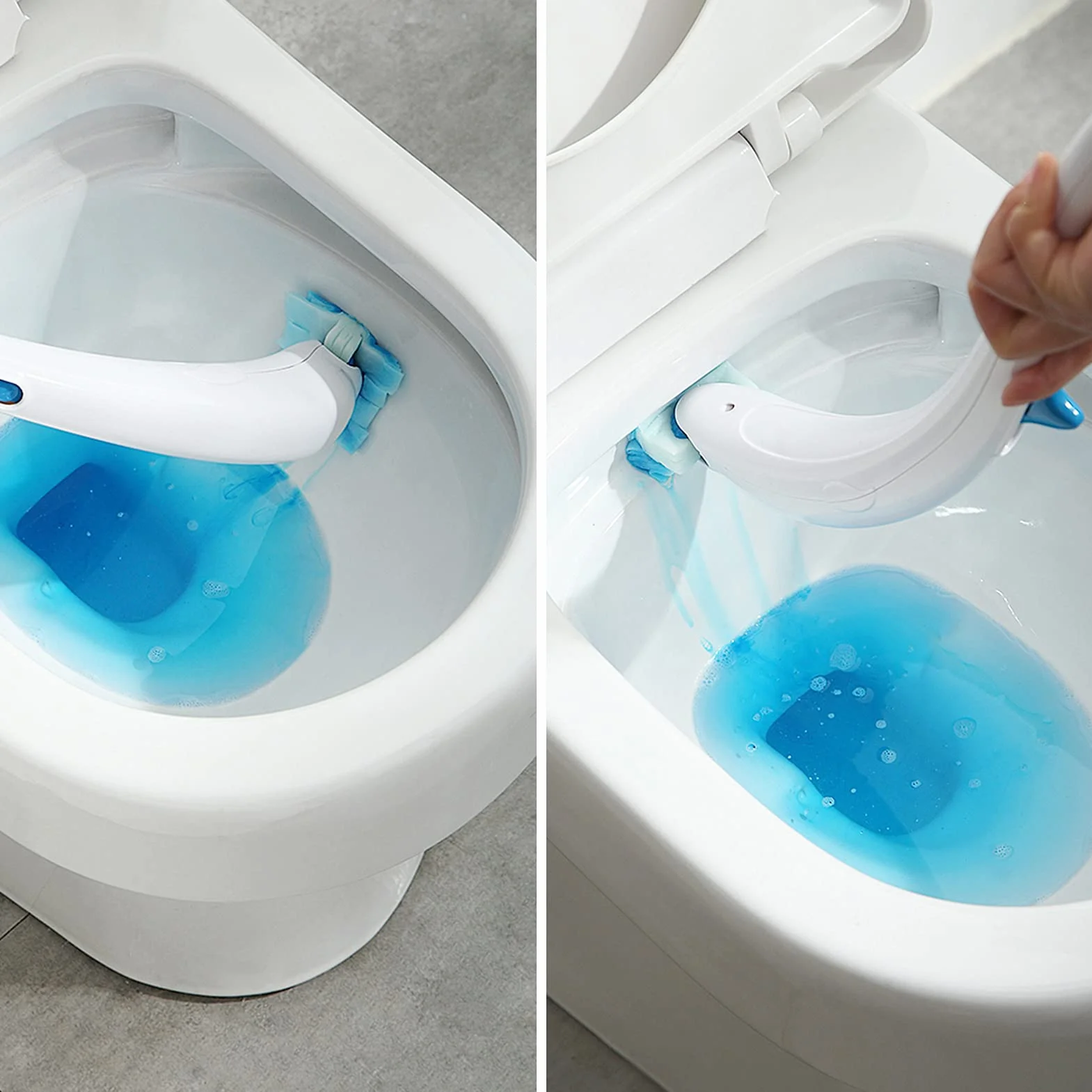 Zestaw do WC szczotka do toalety, jednorazowy system czyszczenia toalety, zmywalna szczotka toaletowa z czystej bawełny ze środkiem czyszczącym, 12 głowic do napełniania dezynfekcji (12 arkuszy