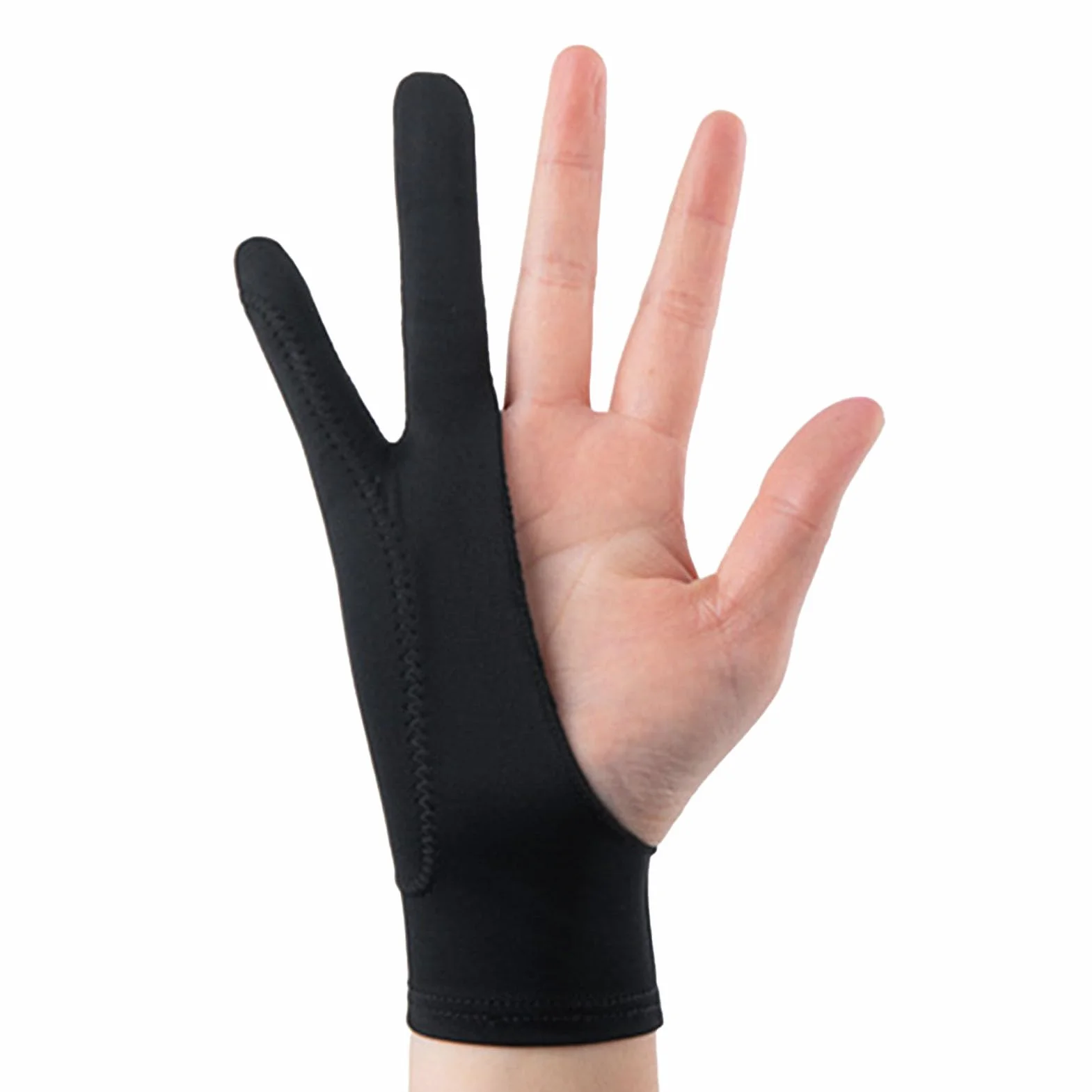 KIMISS Rysowanie Rękawicy do Tabletu, 3 -warstwowa Smudge Two Finger Artist Glove do Sztuki Cyfrowej, Szkicowanie, Kompatybilne z Tabletami i grafiką (M)