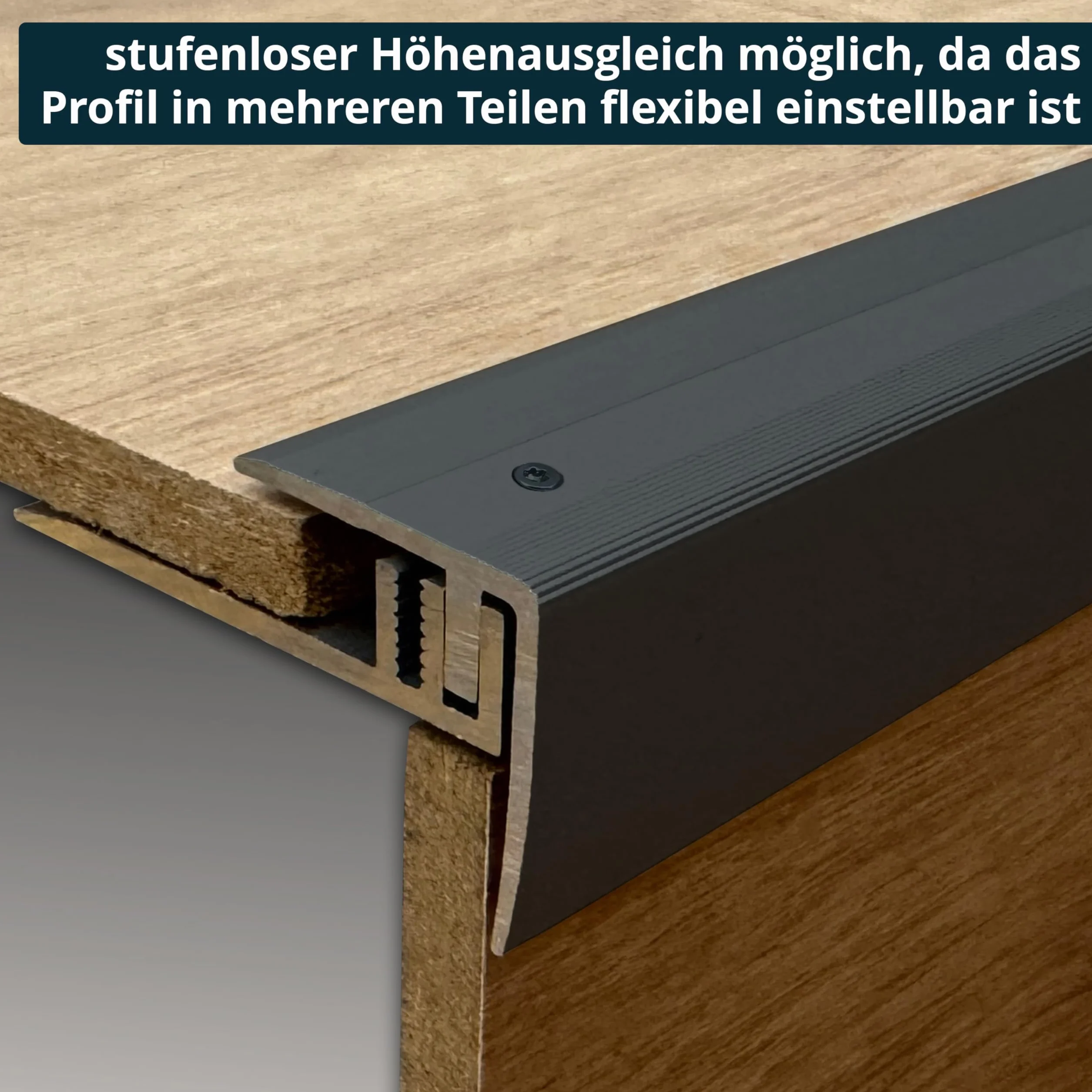 ufitec system profilowy do parkietów i podłóg laminowanych – do wykładzin o wysokości 7-15 mm – dostępny w wielu kolorach (profil krawędzi schodów 190 cm długości, ciemny brąz)
