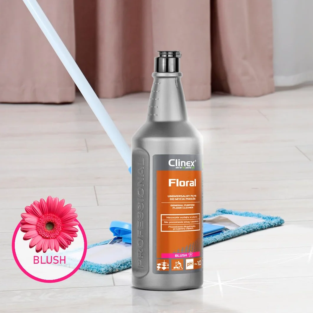 Clinex środek do czyszczenia podłóg FLORAL BLUSH, 1 l, uniwersalny środek do czyszczenia podłóg, parkietu, płytek, koncentratu czyszczącego/do czyszczenia płynu/środka czyszczącego