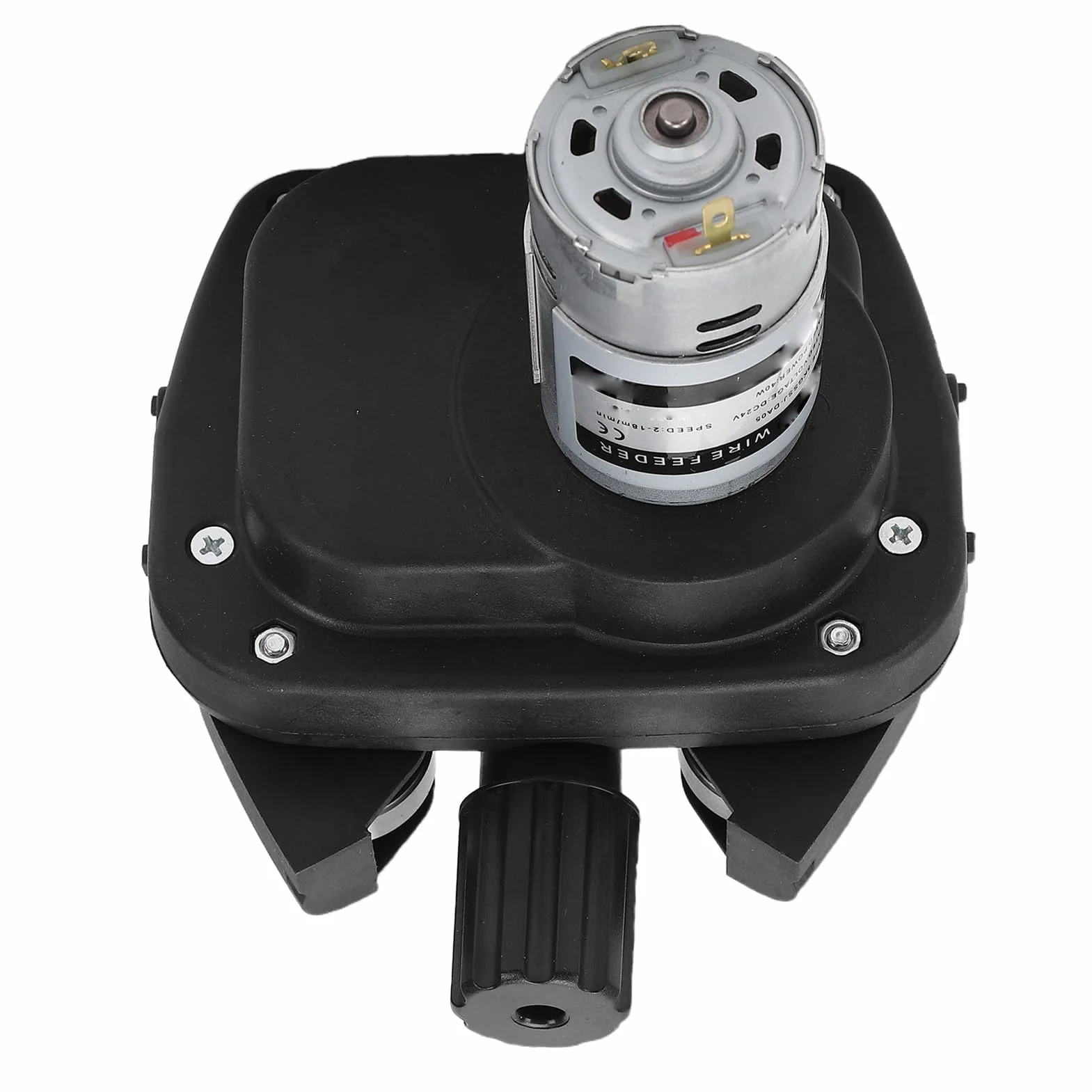 Aramox Silnik Podajnika Drutu Spawalniczego MIG, 4-rolkowy System Podajnika Drutu ABS, 40 W 1,5 A 2 do 18 M Min z Pokrętłem Regulacji Skali, Pasuje do o średnicy 0,8 1,0 Mm Szpul 5 Kg Naprawa