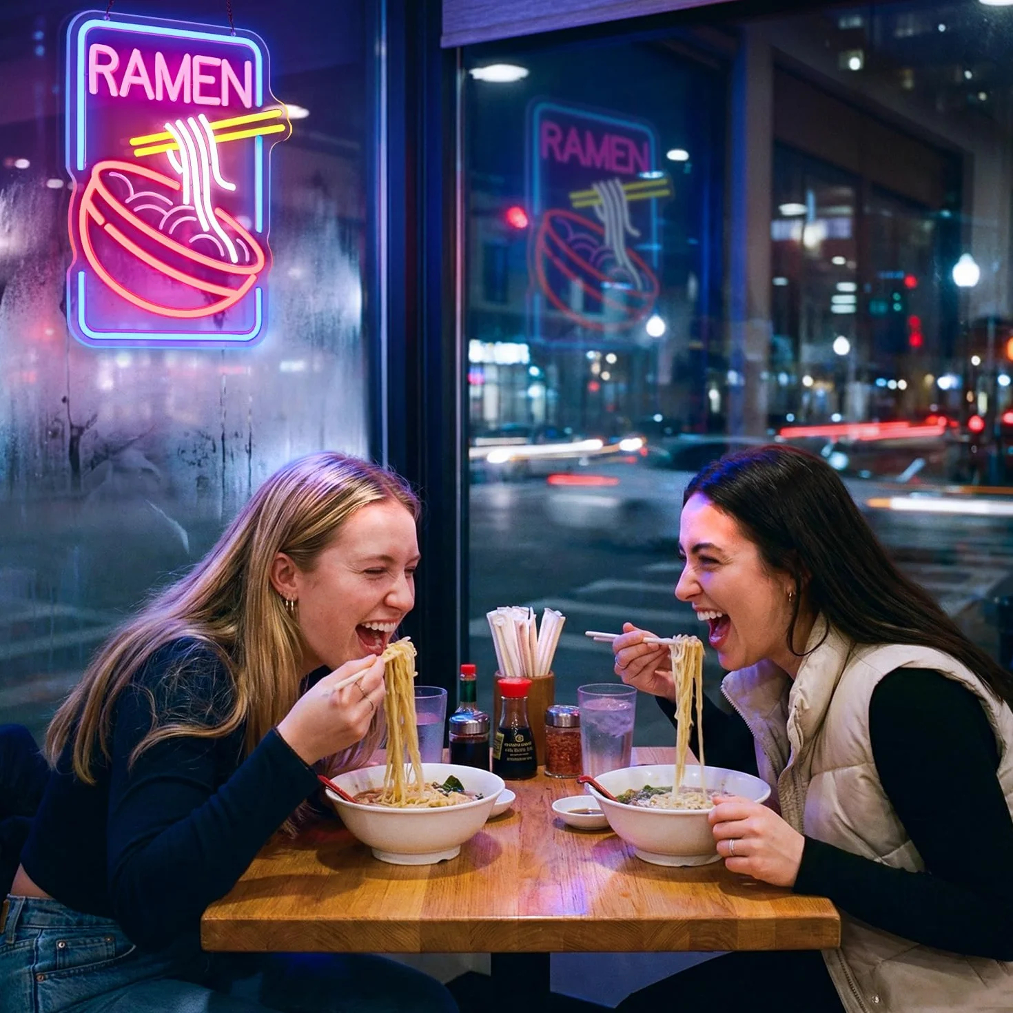 Ramen Neonowy Szyld LED z Regulacją Jasności USB do Ściany