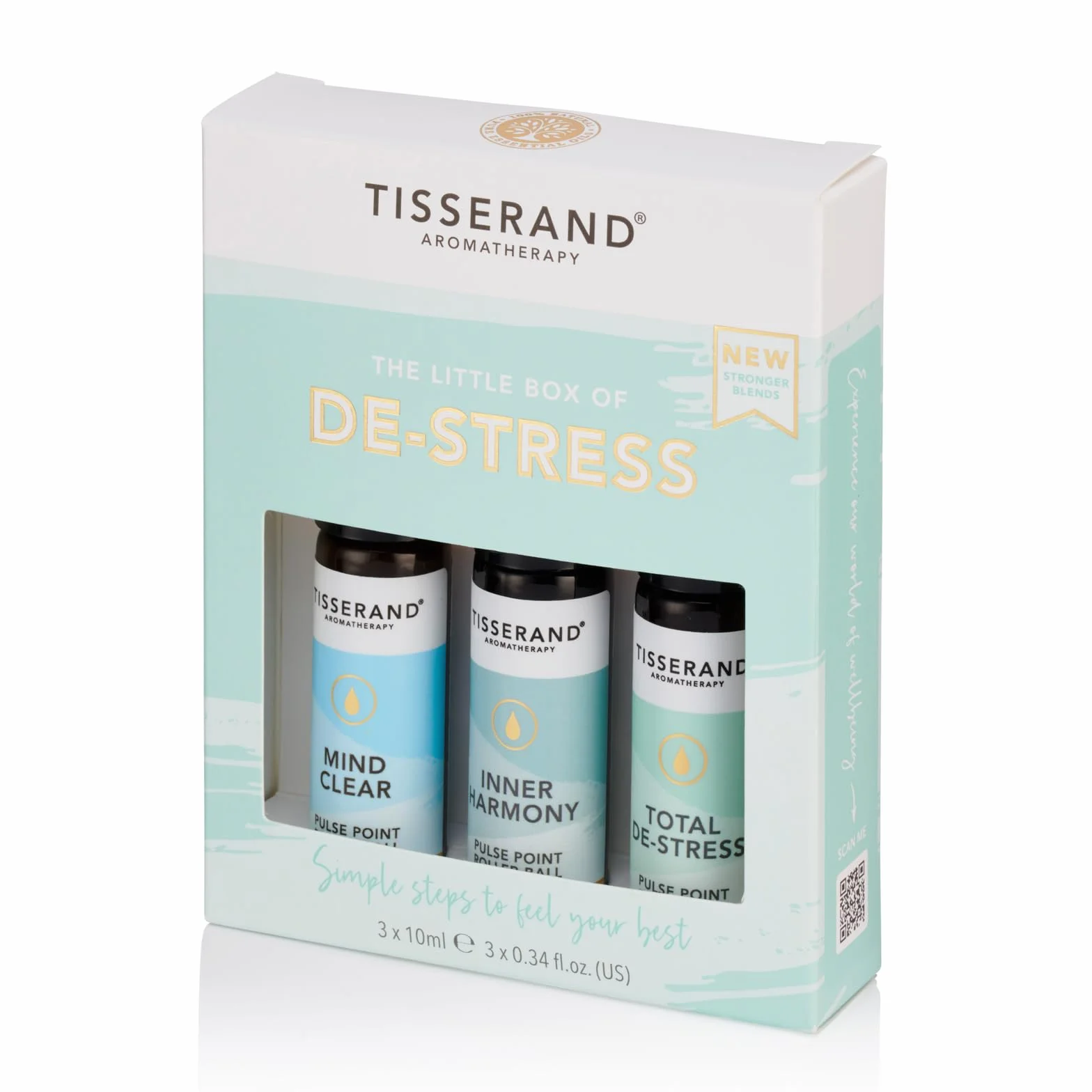 Tisserand Aromatherapy Małe pudełko odstresu - Mind Clear, Inner Harmony, Total De-Stress - 100% naturalne czyste olejki eteryczne - 3 x 10 ml