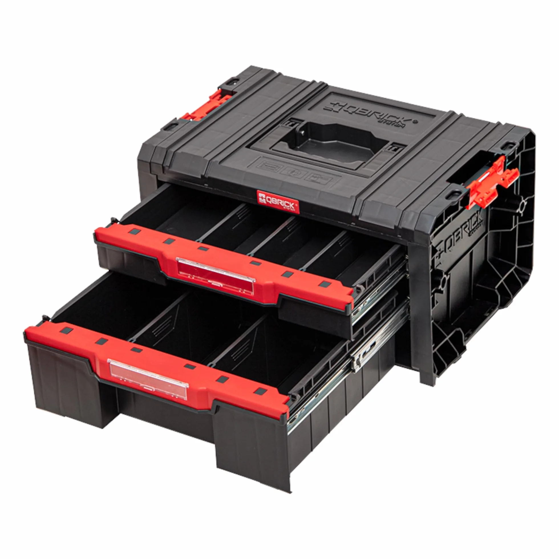 Qbrick Szafa narzędziowa z szufladami – 45 x 32 x 24,5 cm PRO Drawer 2 modułowa skrzynka na narzędzia z 2 szufladami