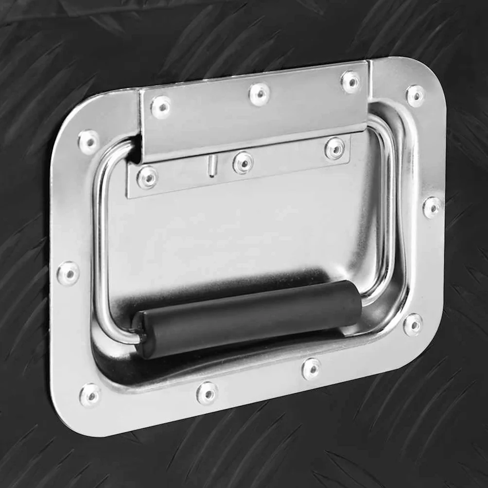 Pudełko do przechowywania, czarne, aluminiowe, 80 x 39 x 30 cm, z systemem zamykania i uchwytem, skrzynka narzędziowa do warsztatu i gospodarstwa domowego, przestronna skrzynka na narzędzia