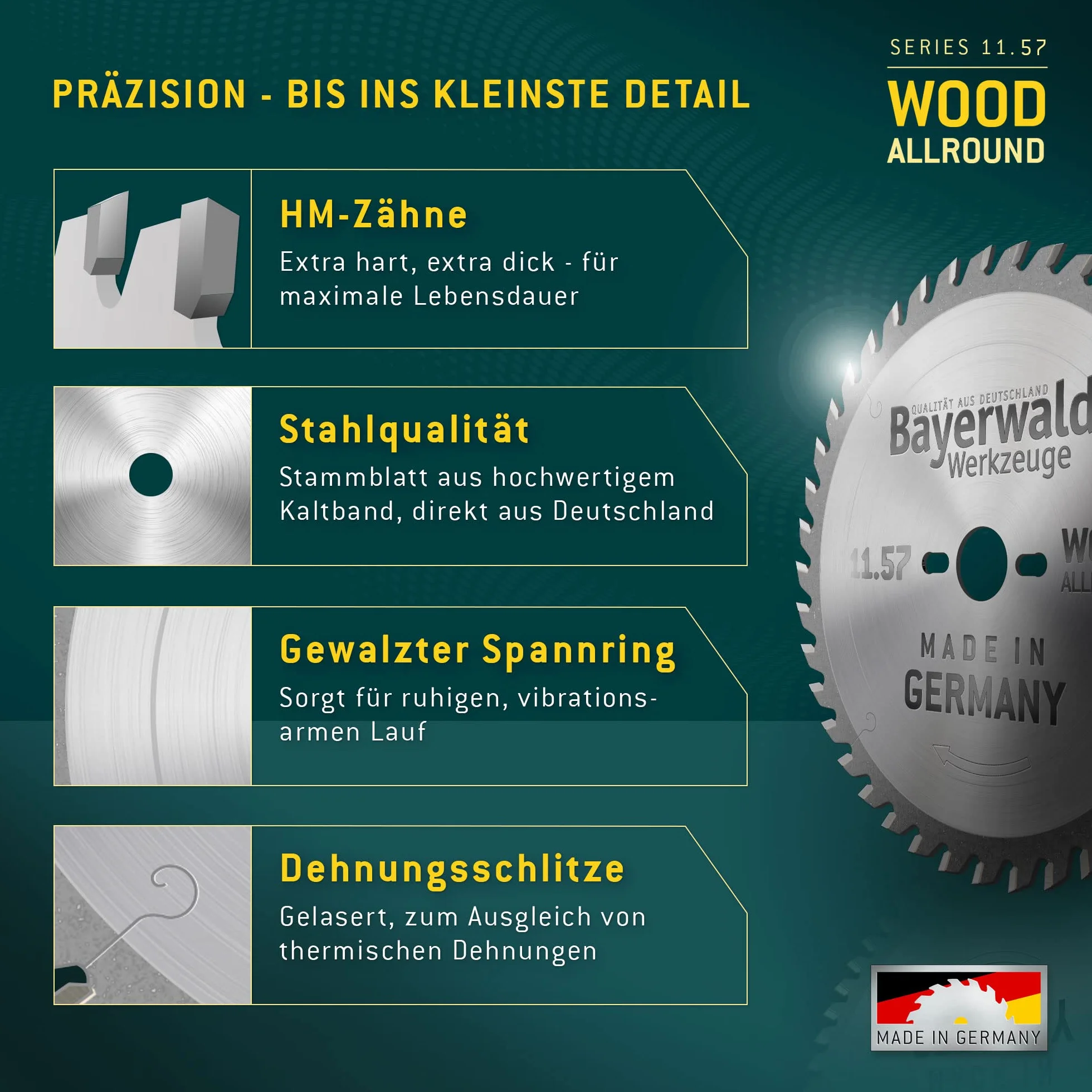 Bayerwald – brzeszczot do piły tarczowej HM – Ø 160 mm x 2,2 mm x 30 mm | zęby wymienne (54 zęby) | mała szerokość cięcia, idealna do pilarek tarczowych akumulatorowych