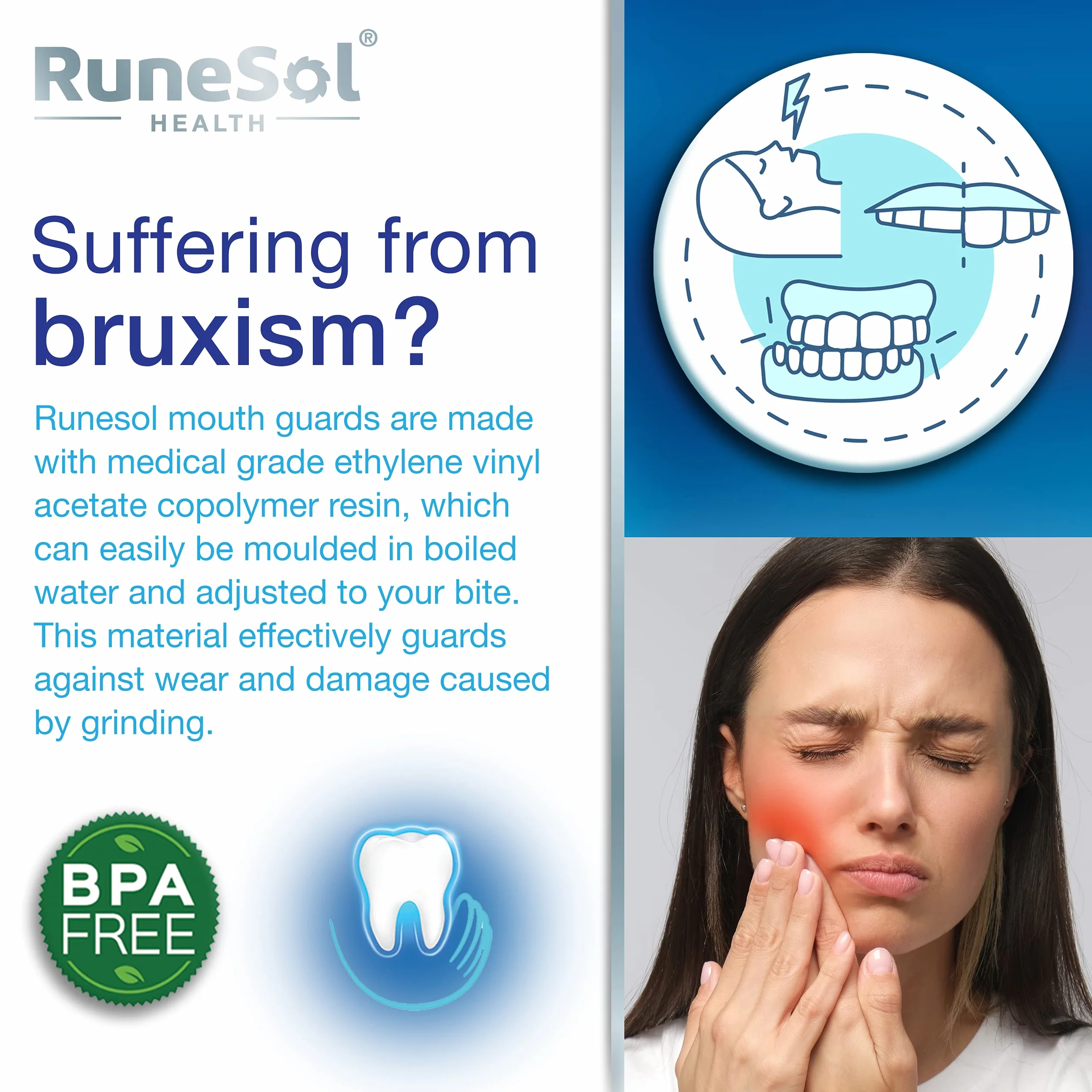 Runesol Runesol szyna do zgryzienia przeciw zgrzytaniu zębów, 12 x normalna, szyna do chrupania zębów na noc, szyna do gryzienia bruksizmu, Mouth Guard, szyna, zgrzytanie zębami