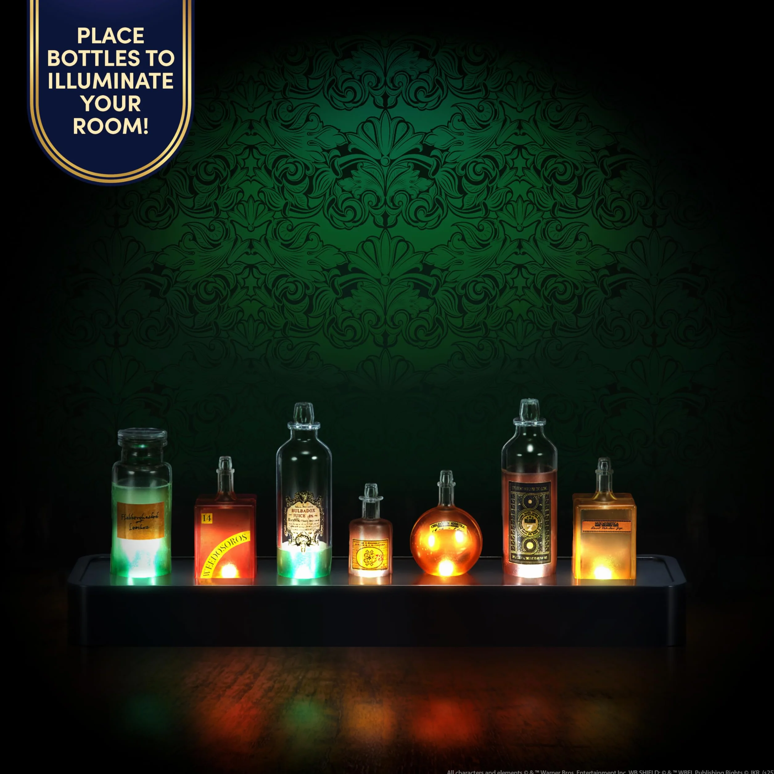 WOW STUFF Professor Snape's Potion Bottles Mood Lamp, Harry Potter Nightlight, 3 Light Modes, 16 x 8 x 32 inches