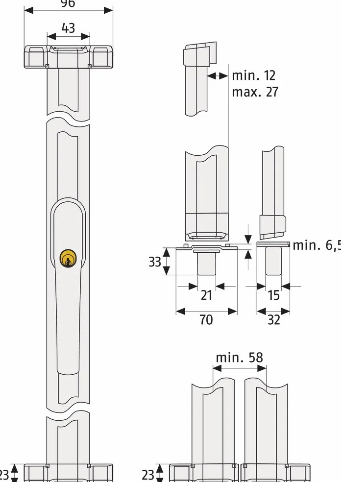 ABUS Zestaw prętów ryglowych FOS550/A FOS650/A FSA3550 118 cm brązowy