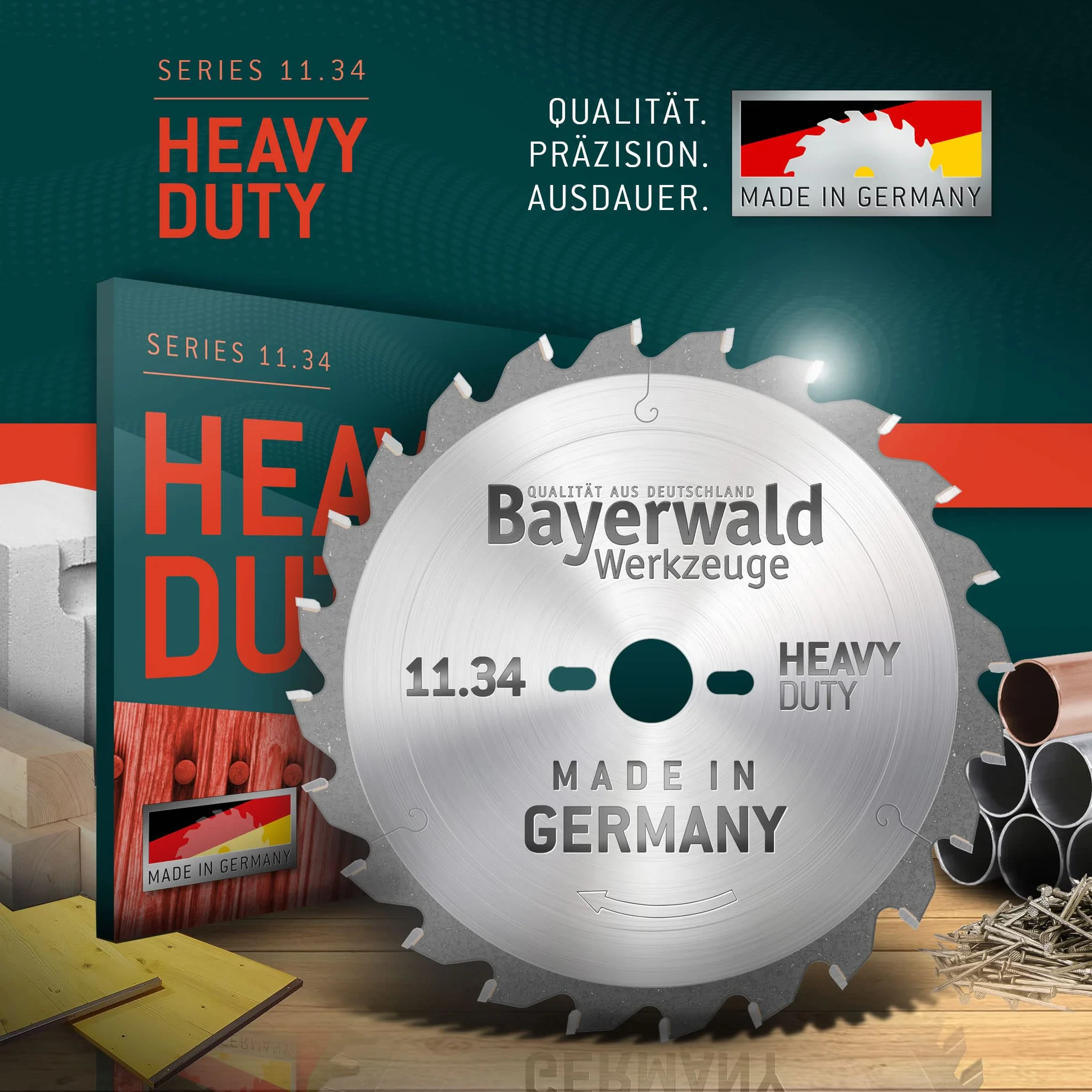 Bayerwald - HM brzeszczot do piły tarczowej - Ø 160 mm x 2,8 mm x 16 mm | trapezowy ząb płaski (42 zęby) | Otwory dodatkowe: 1/6/32 | do uniwersalnego zastosowania w ręcznych pilarkach tarczowych