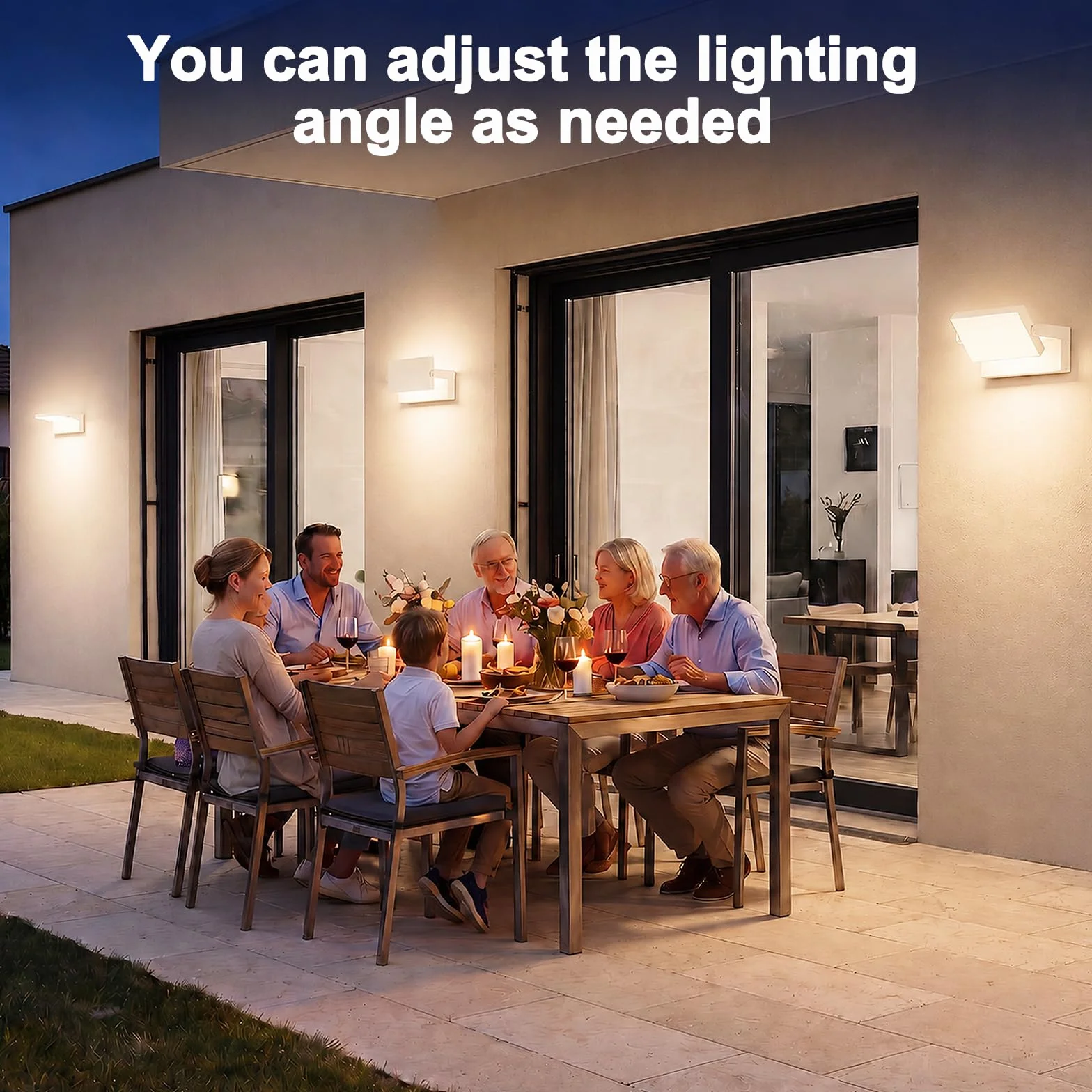 Zewnętrzna lampa ścienna 40 W, obracana o 350°, biała lampa zewnętrzna 4000 lm, naturalna wodoodporna IP65