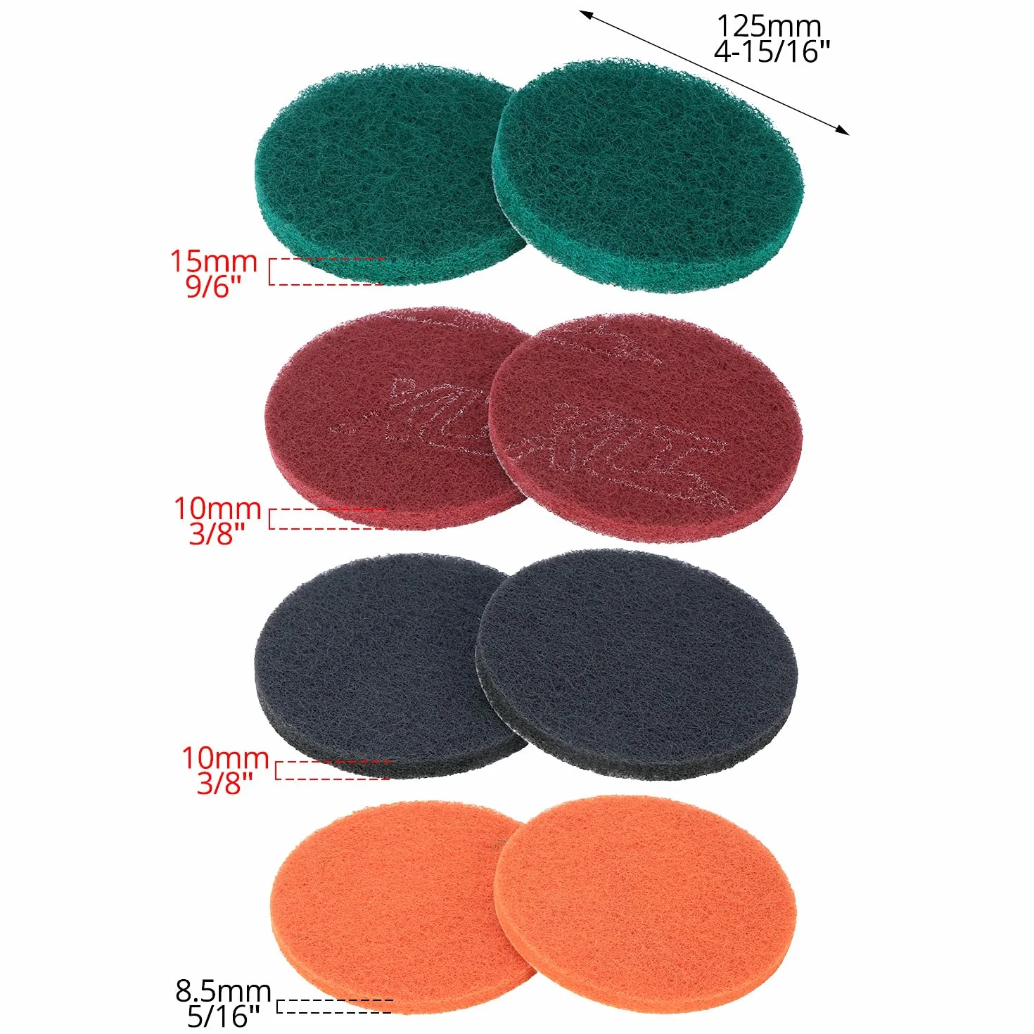QWORK® 8 sztuk ściereczki do polerowania 125 mm, ziarnistość P80-P150-P250-P600, odporne na wodę i olej, do szlifierek okrągłych i mimośrodowych