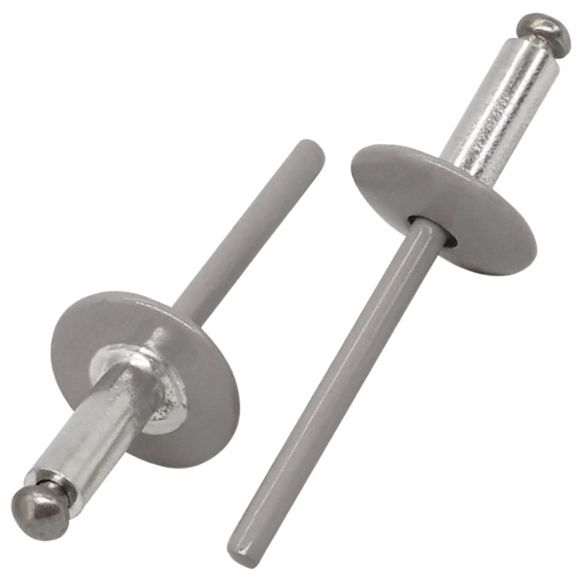 SKIR'CO (100 szt.) duży kołnierz aluminiowy nity żaluzjowe 4,8 x 14 mm, trzpień ze stali nierdzewnej, RAL 7036 platynowy szary