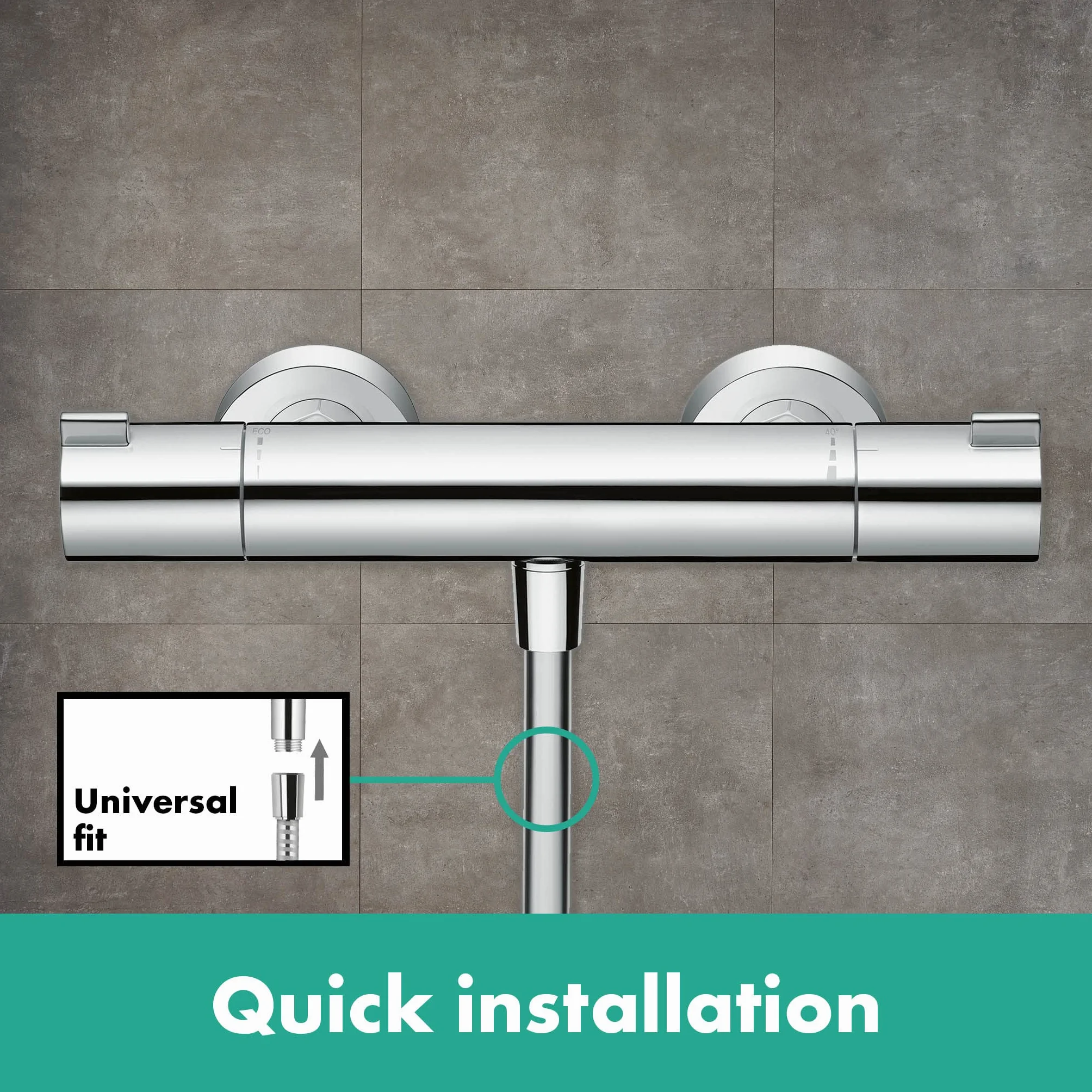 hansgrohe Crometta - zestaw prysznicowy z główka prysznicowa, bateria termostatyczna, wąż prysznicowy 160 cm oraz drążek prysznicowy 65 cm, oszczędzająca wodę z 2-strumieniowa, biały/chrom, 27812400