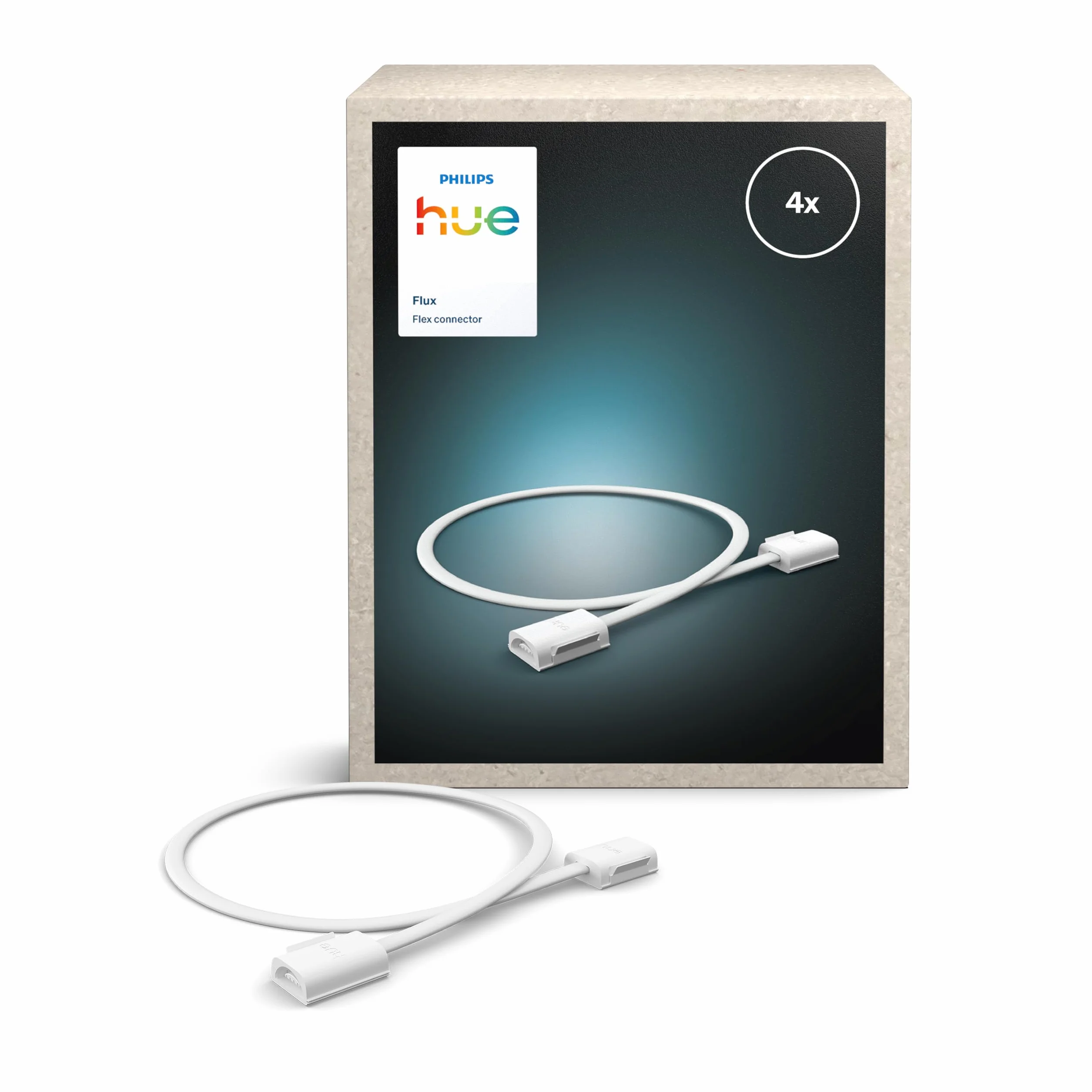 Hue Flux LED Strip Light Flexible Connector, 50 Cm, Akcesoria, Łącznik do Taśmy LED, Oświetlenie LED Wewnętrzne, Elastyczna Taśma Ledowa, Precyzyjna Instalacja, Zestaw 4 Sztuk